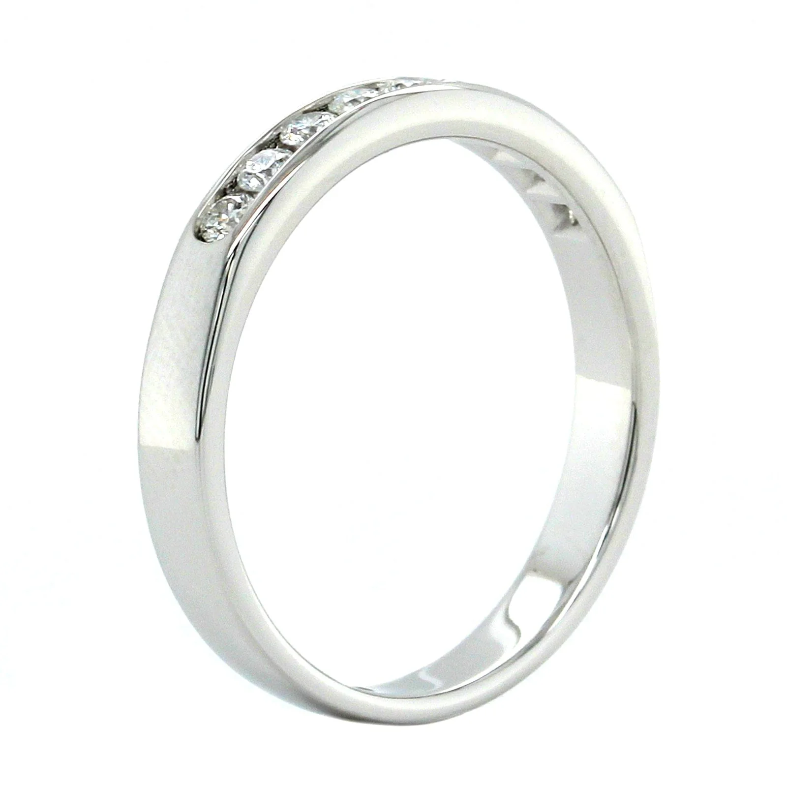18K White Gold Channel Set 9 Stone Diamond Band - Image 2