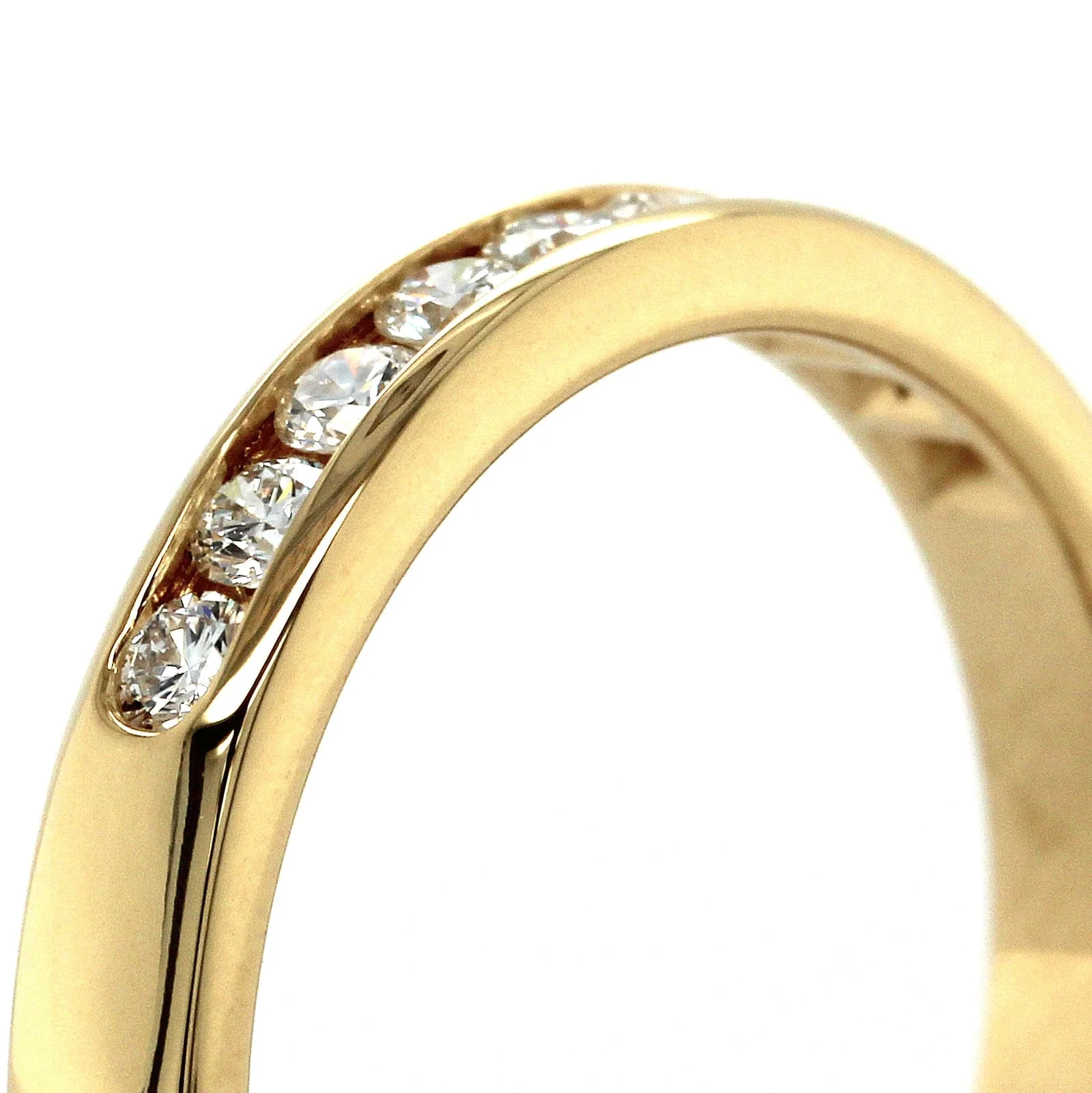 18K Yellow Gold Channel Set 9 Stone Diamond Band - Image 4