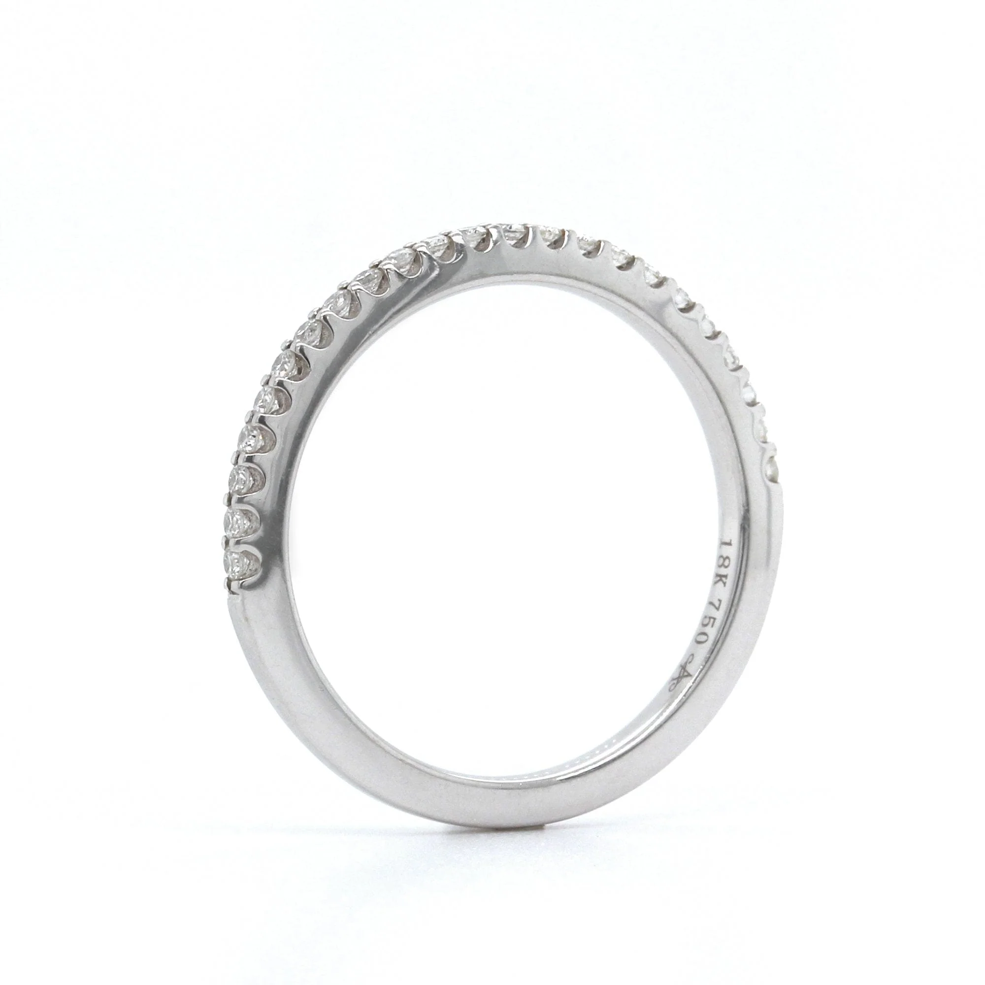 18K White Gold Shared Prong Diamond Band - Image 2