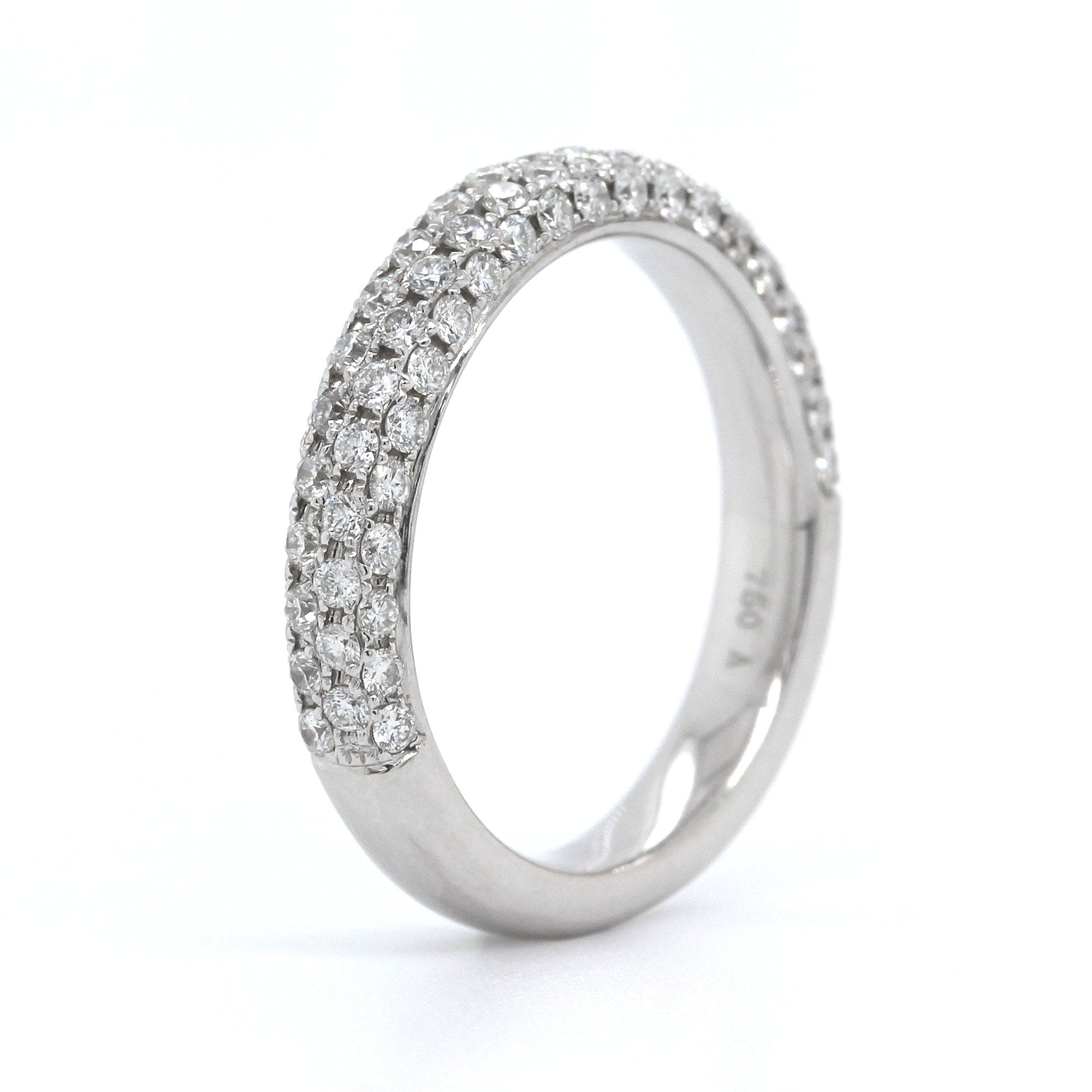 18K White Gold 4 Row Pave Diamond Band - Image 2