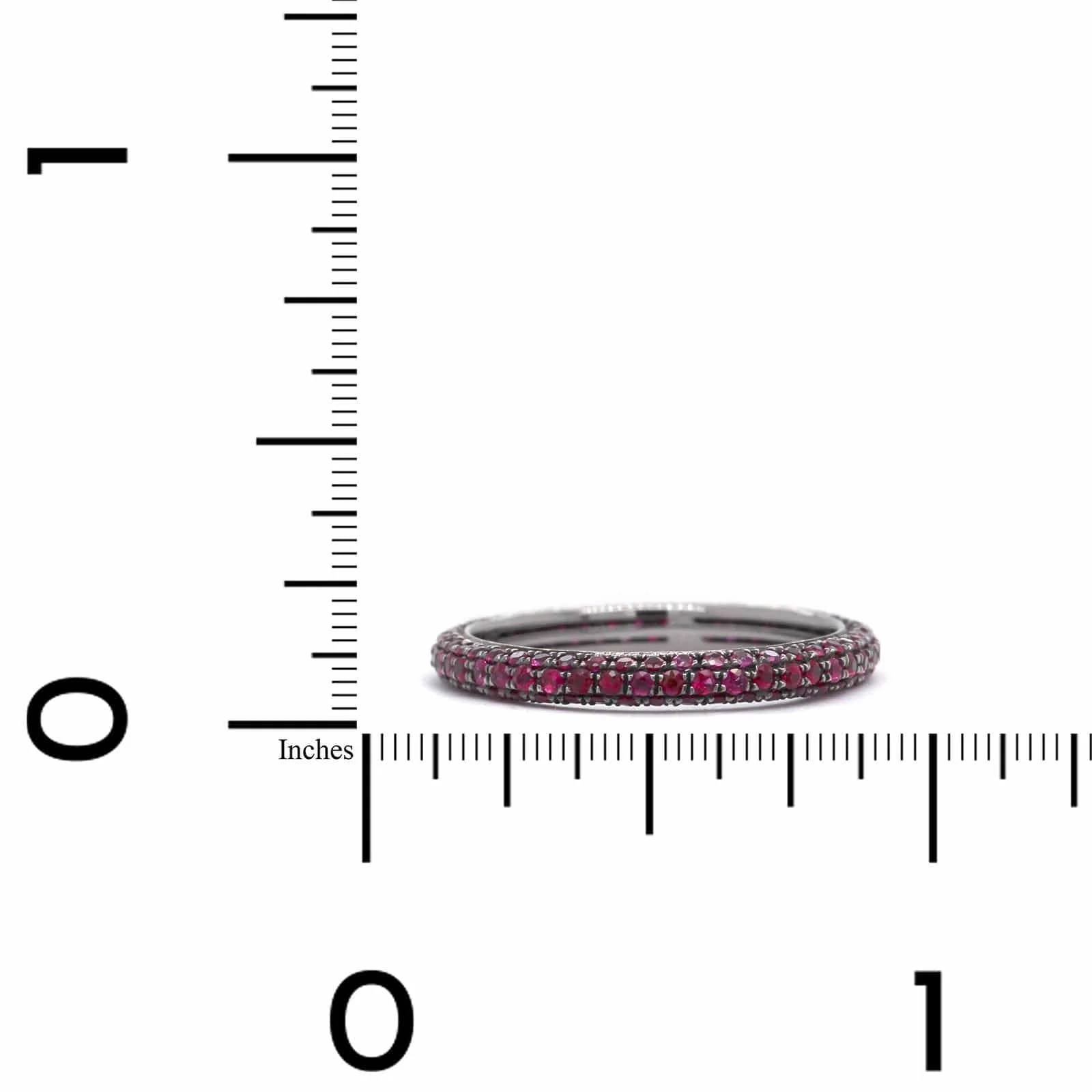 18K White Gold 3 Row Ruby Band - Image 3