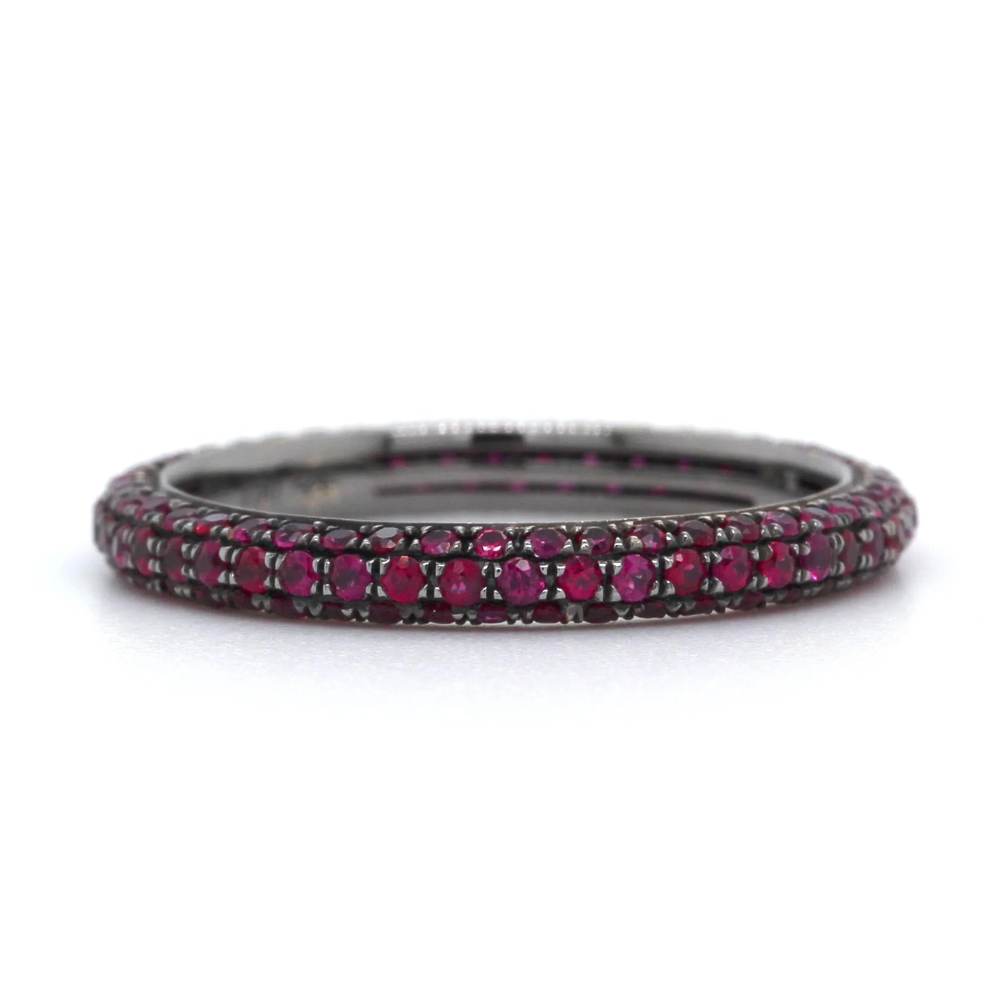 18K White Gold 3 Row Ruby Band - Image 4
