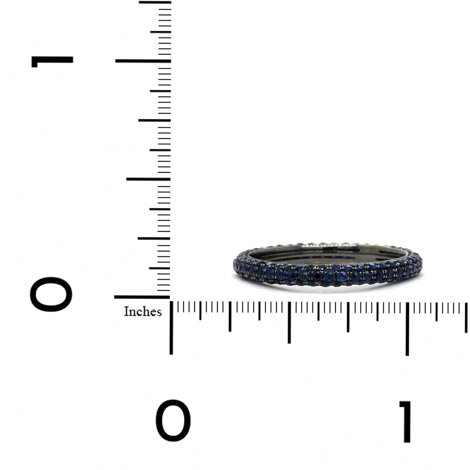 18K White Gold Black Rhodium Sapphire 3 Row Eternity Ring - Image 4