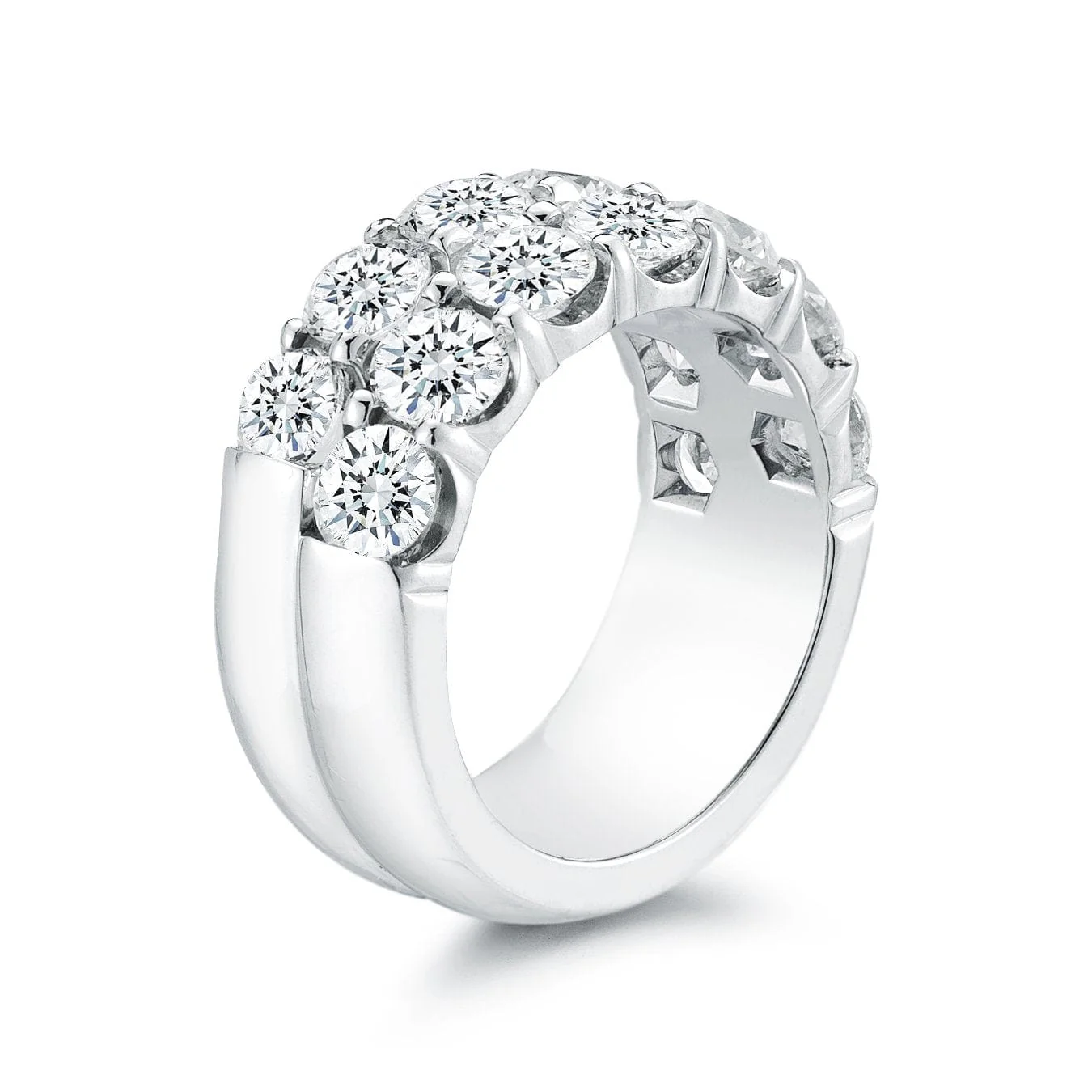 18K White Gold Two-Row Diamond Band - Image 3