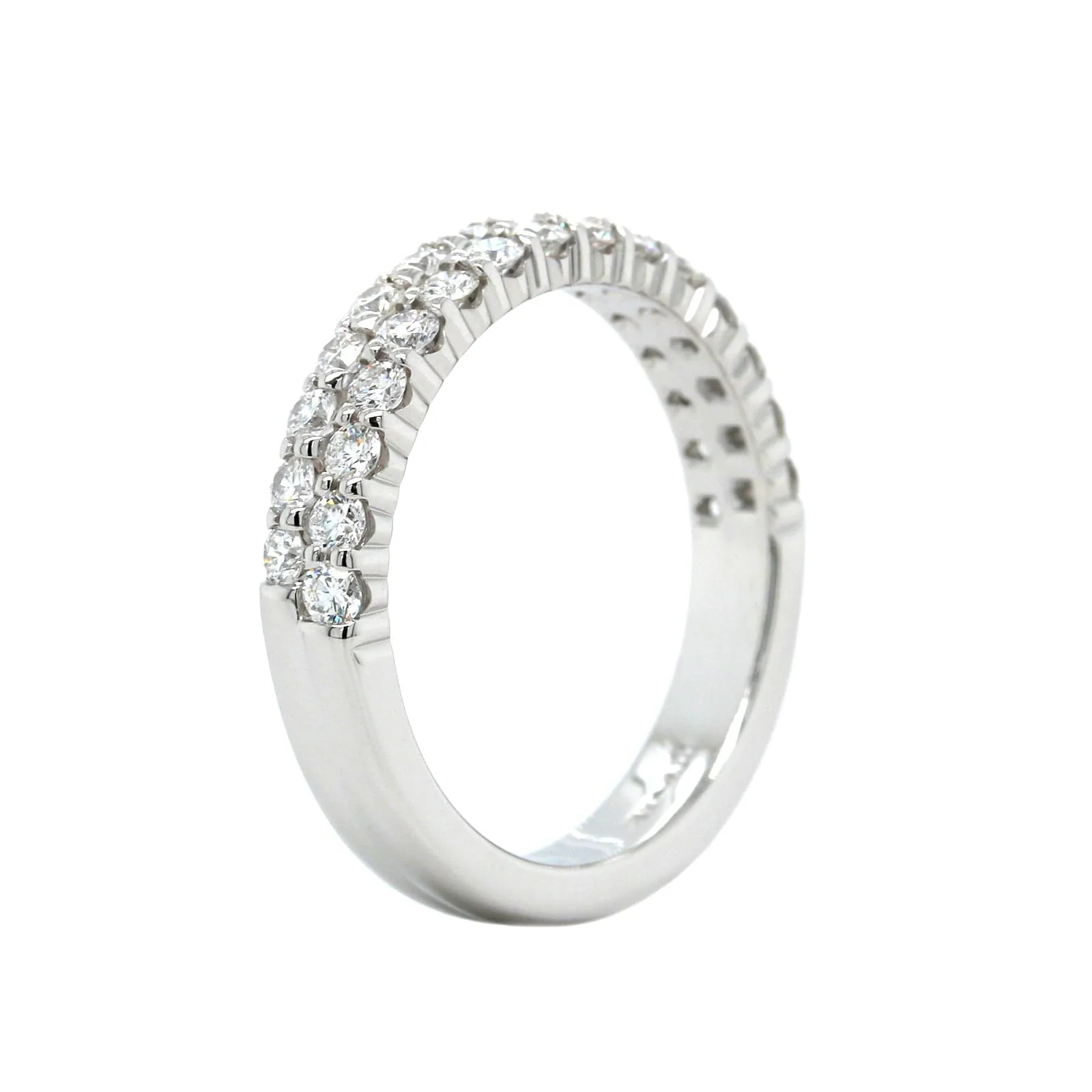 18K White Gold Double Row Diamond Wedding Ring - Image 2