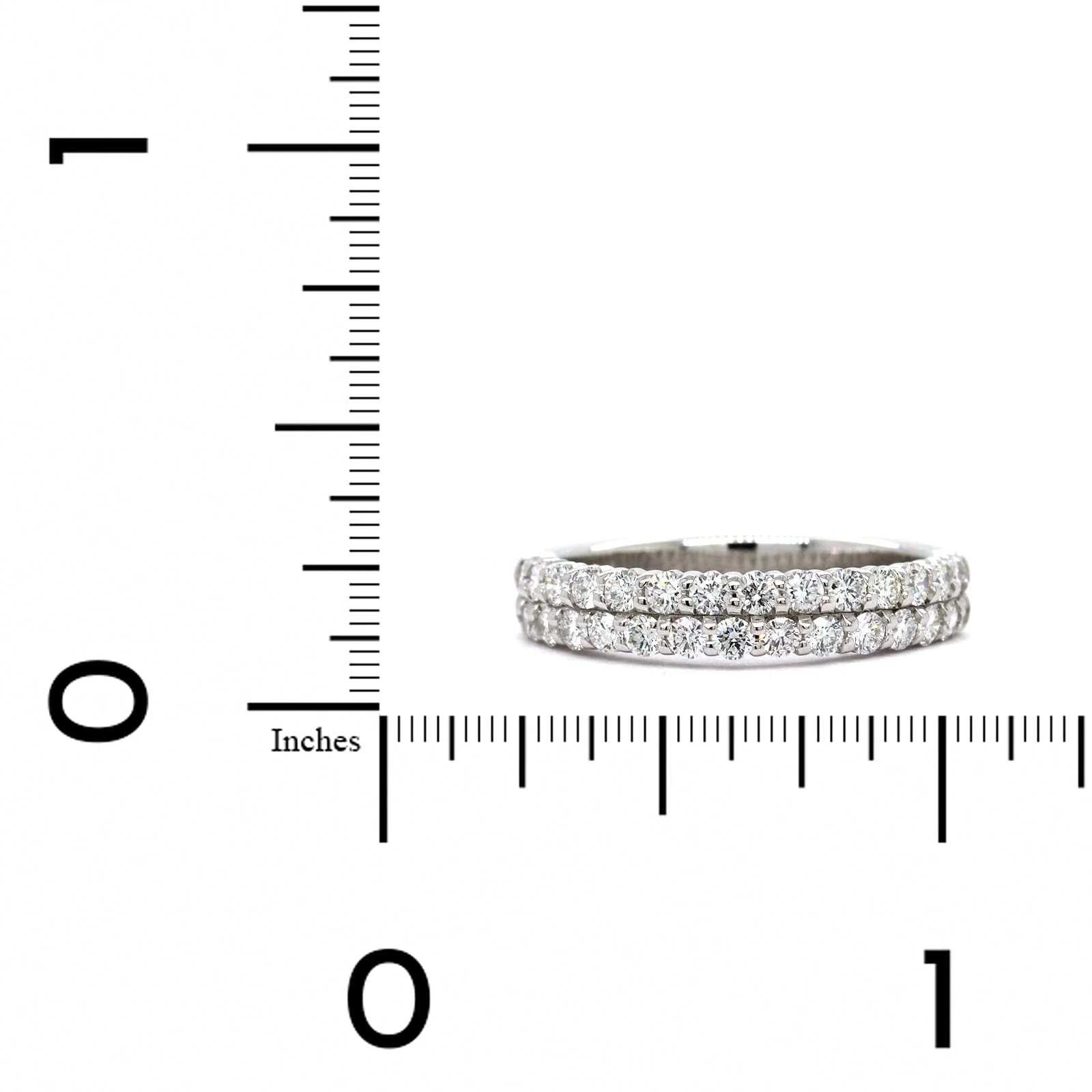 18K White Gold Double Row Diamond Wedding Ring - Image 3