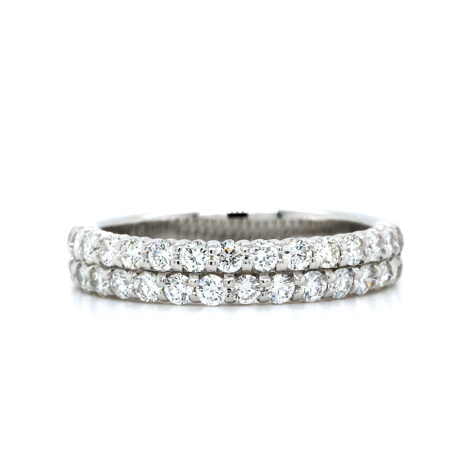 18K White Gold Double Row Diamond Wedding Ring - Image 4
