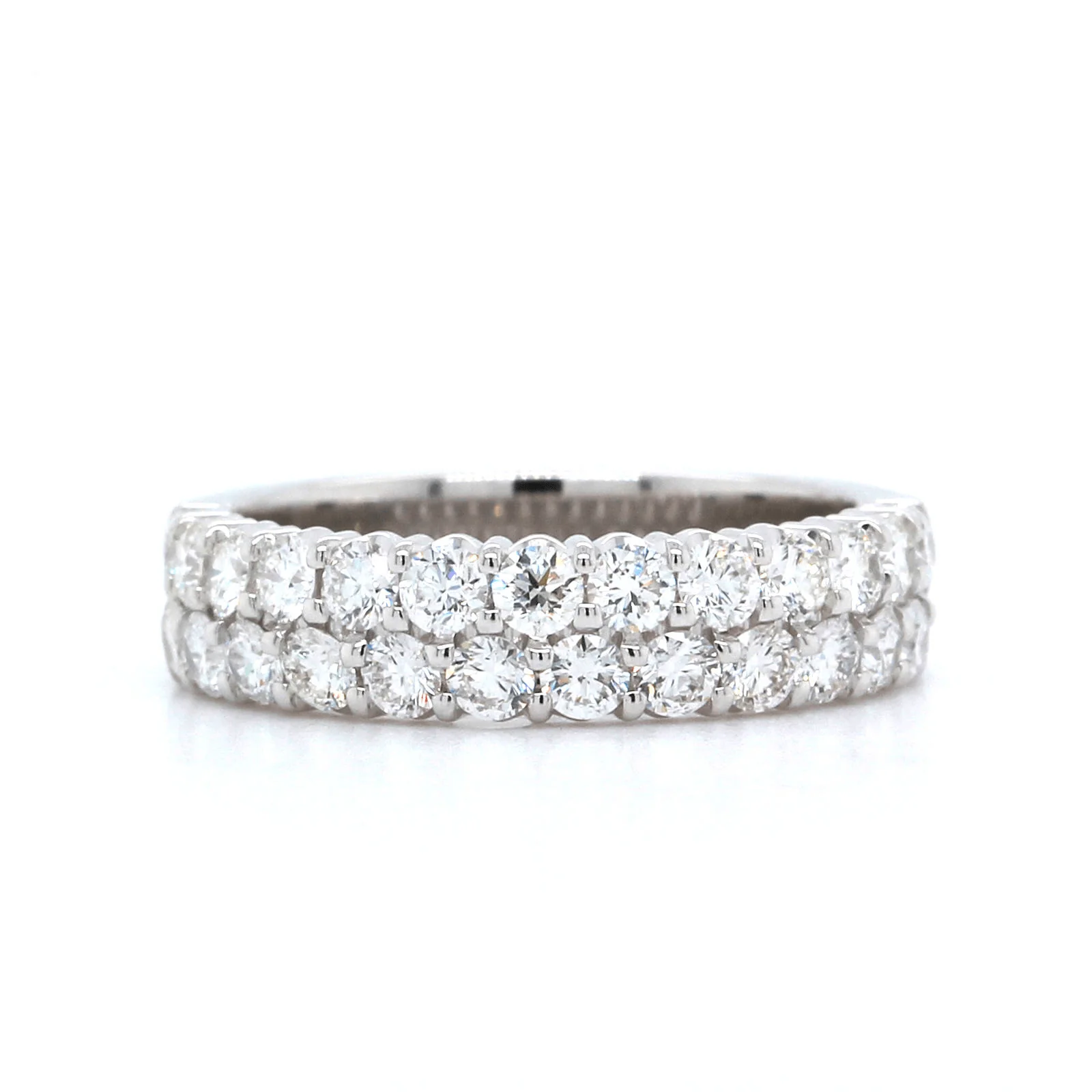 18K White Gold 2 Row Diamond Band