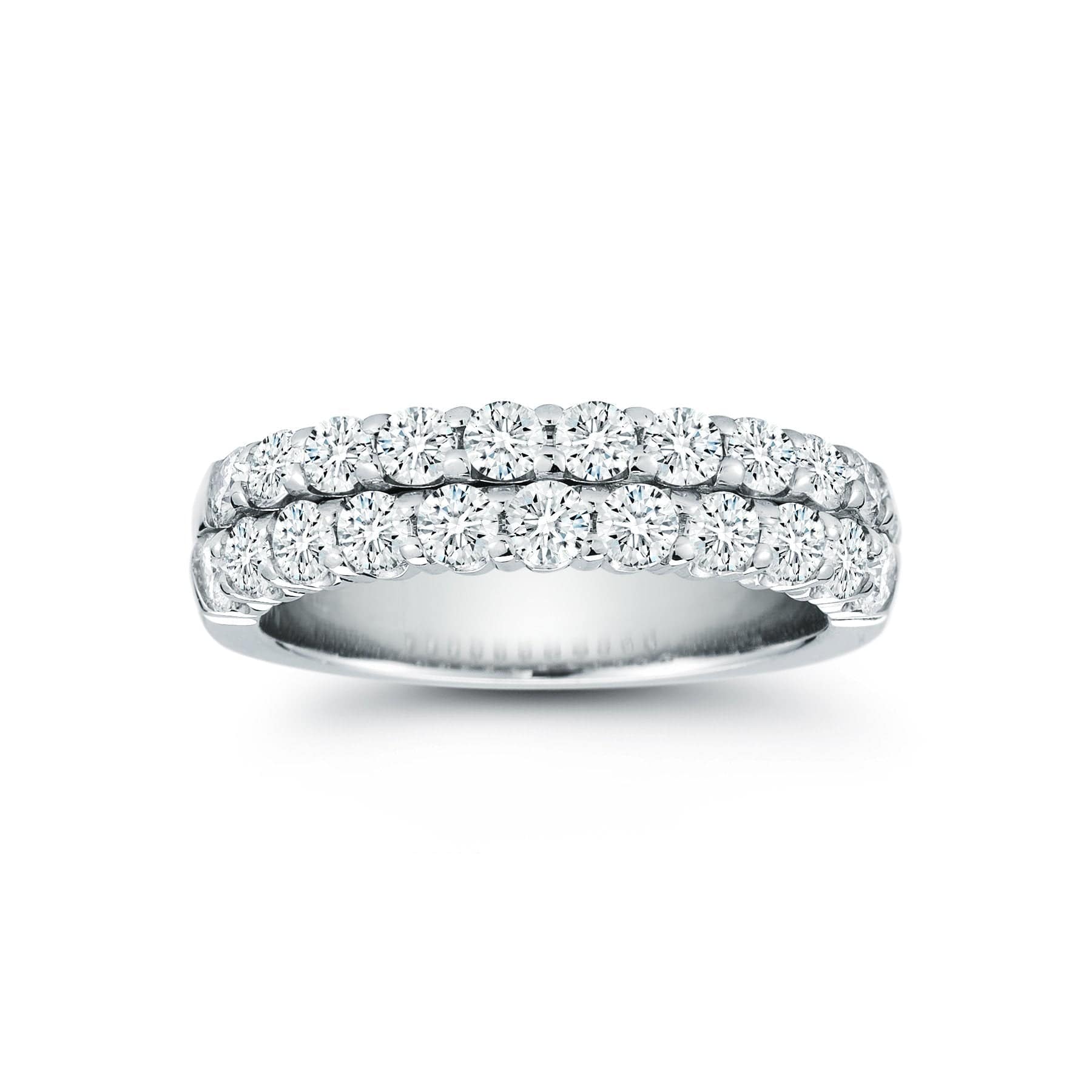 18K White Gold Double Row Diamond Wedding Ring - Image 4