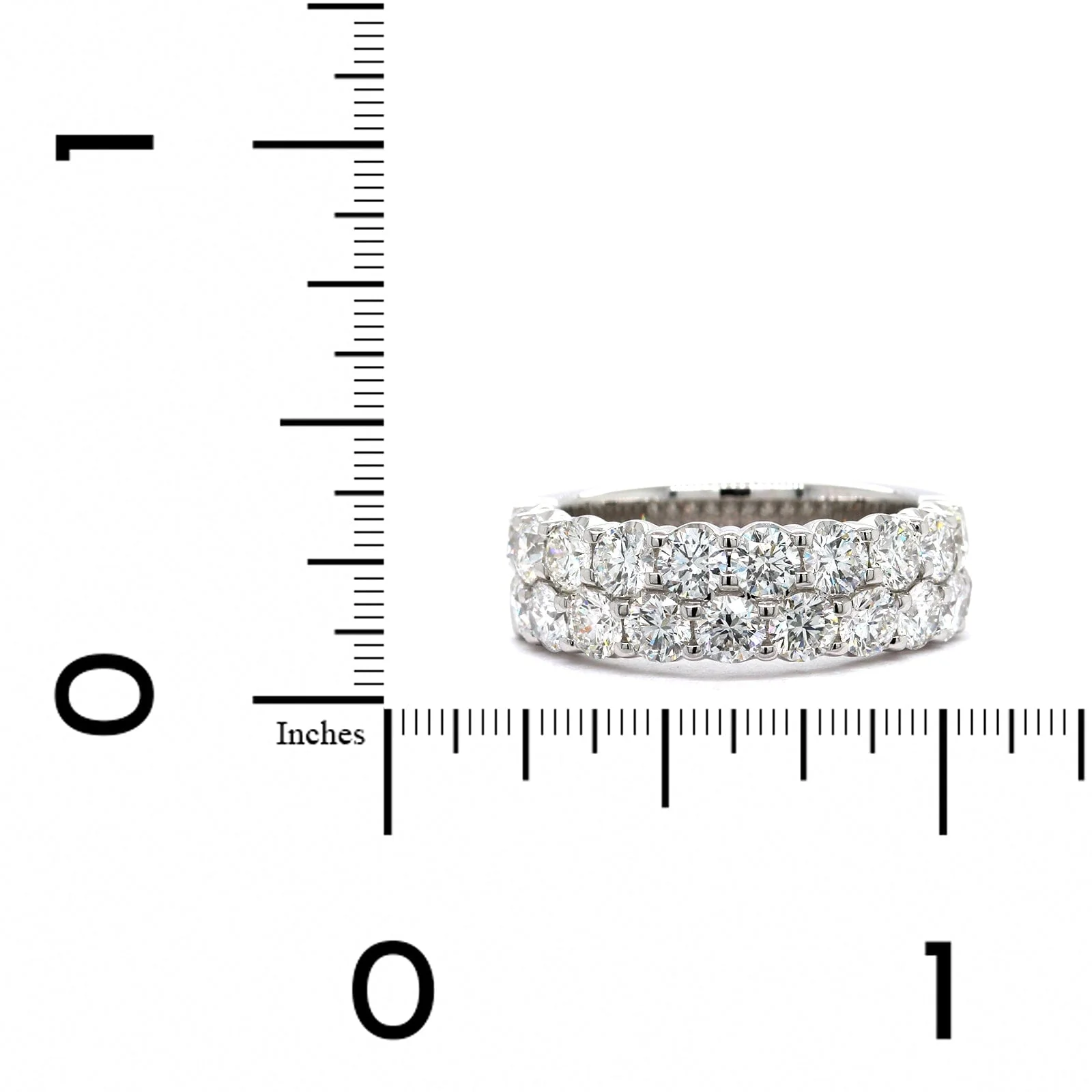 18K White Gold 2 Row Diamond Band - Image 3