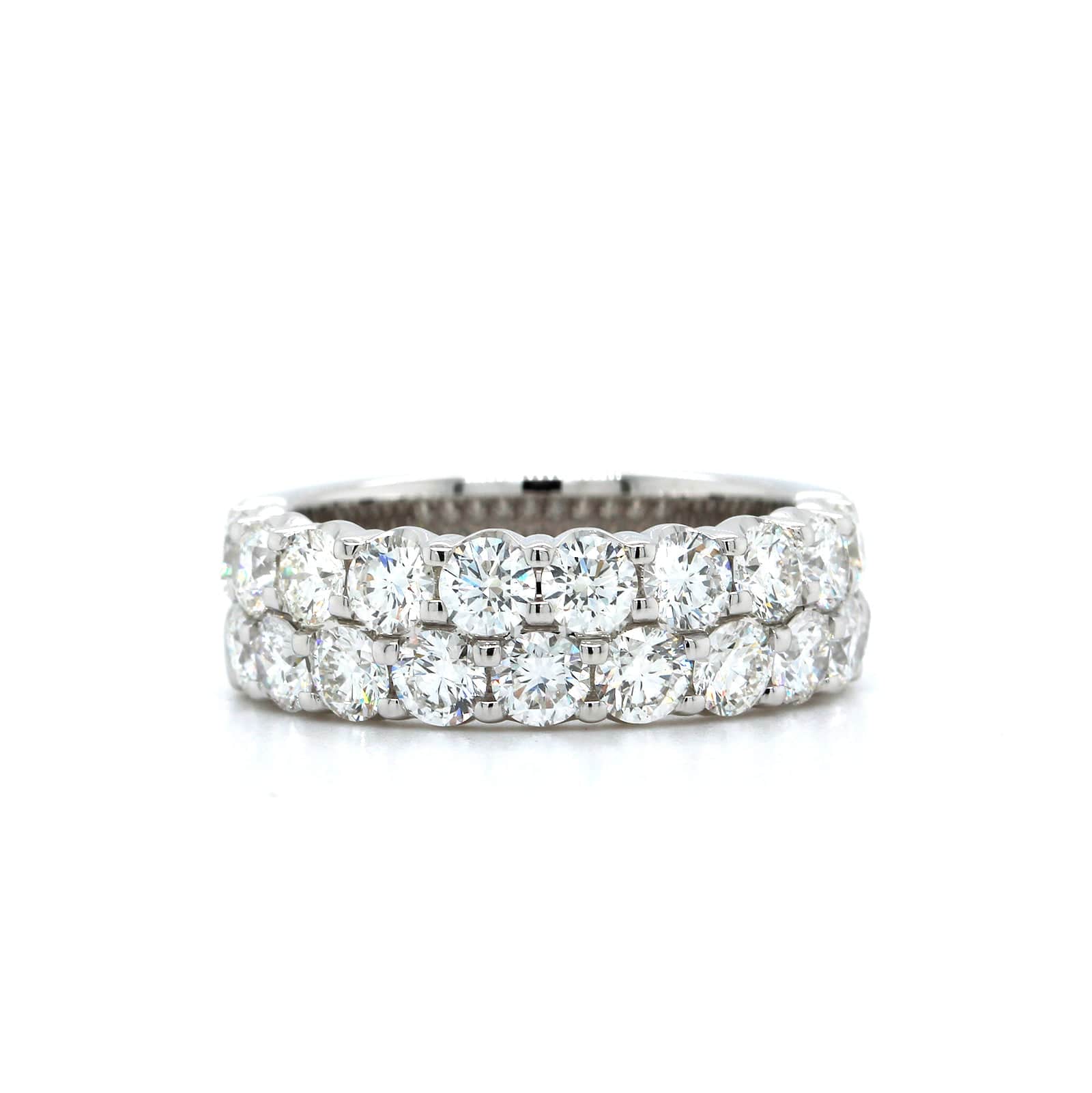 18K White Gold 2 Row Diamond Band - Image 4