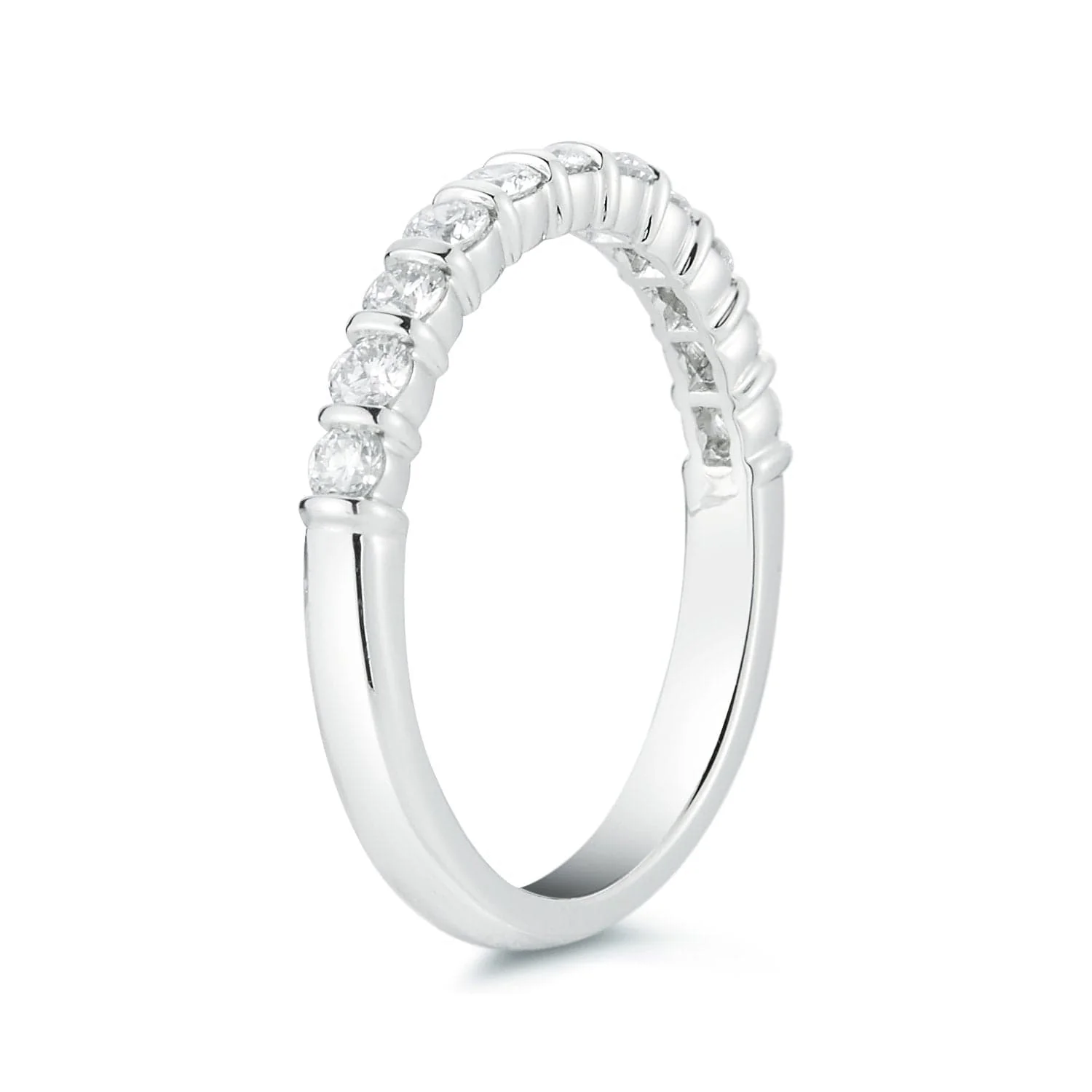 Platinum 11 Stone Bar Set Diamond Wedding Ring - Image 3