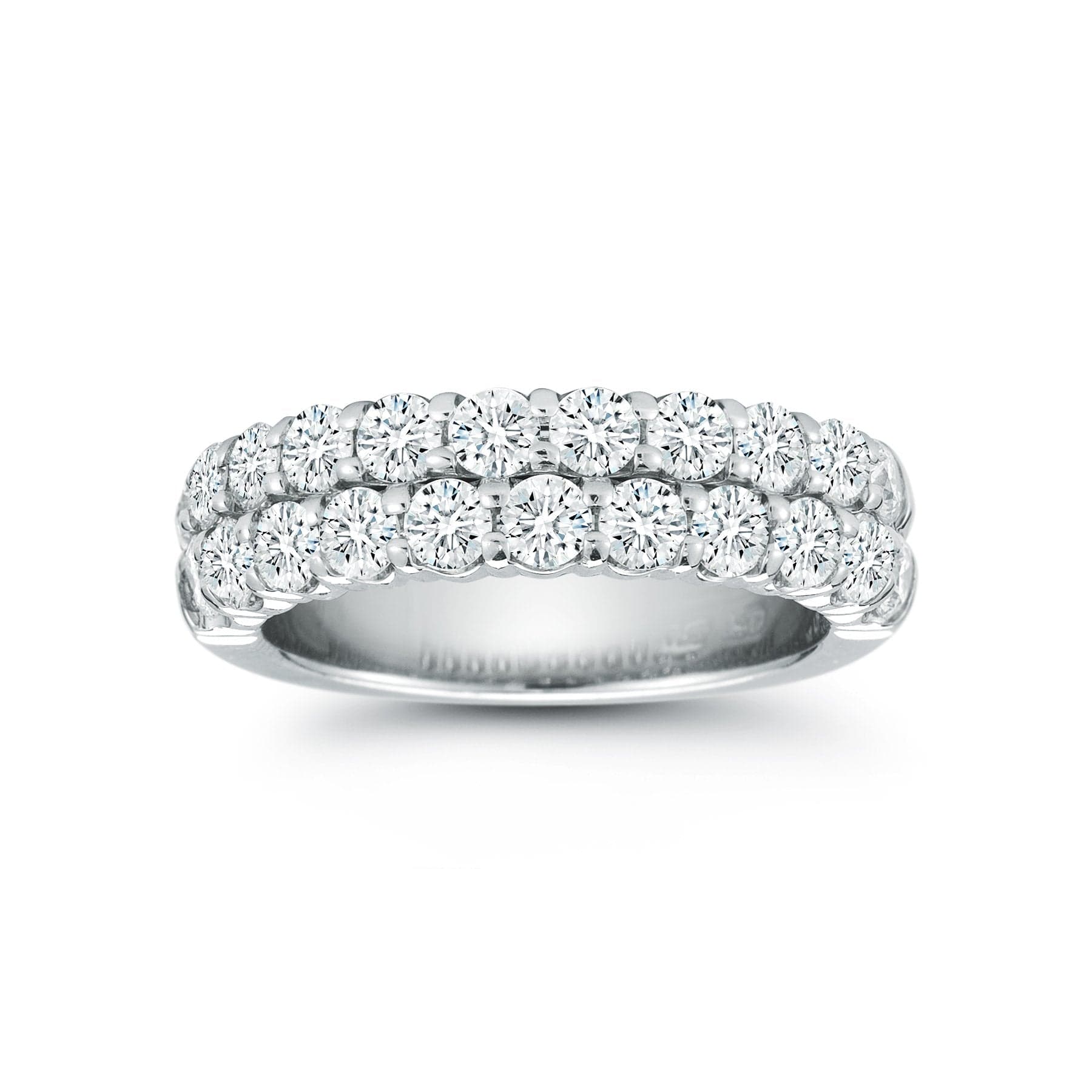 18K White Gold Double Pave Diamond Row Band - Image 2