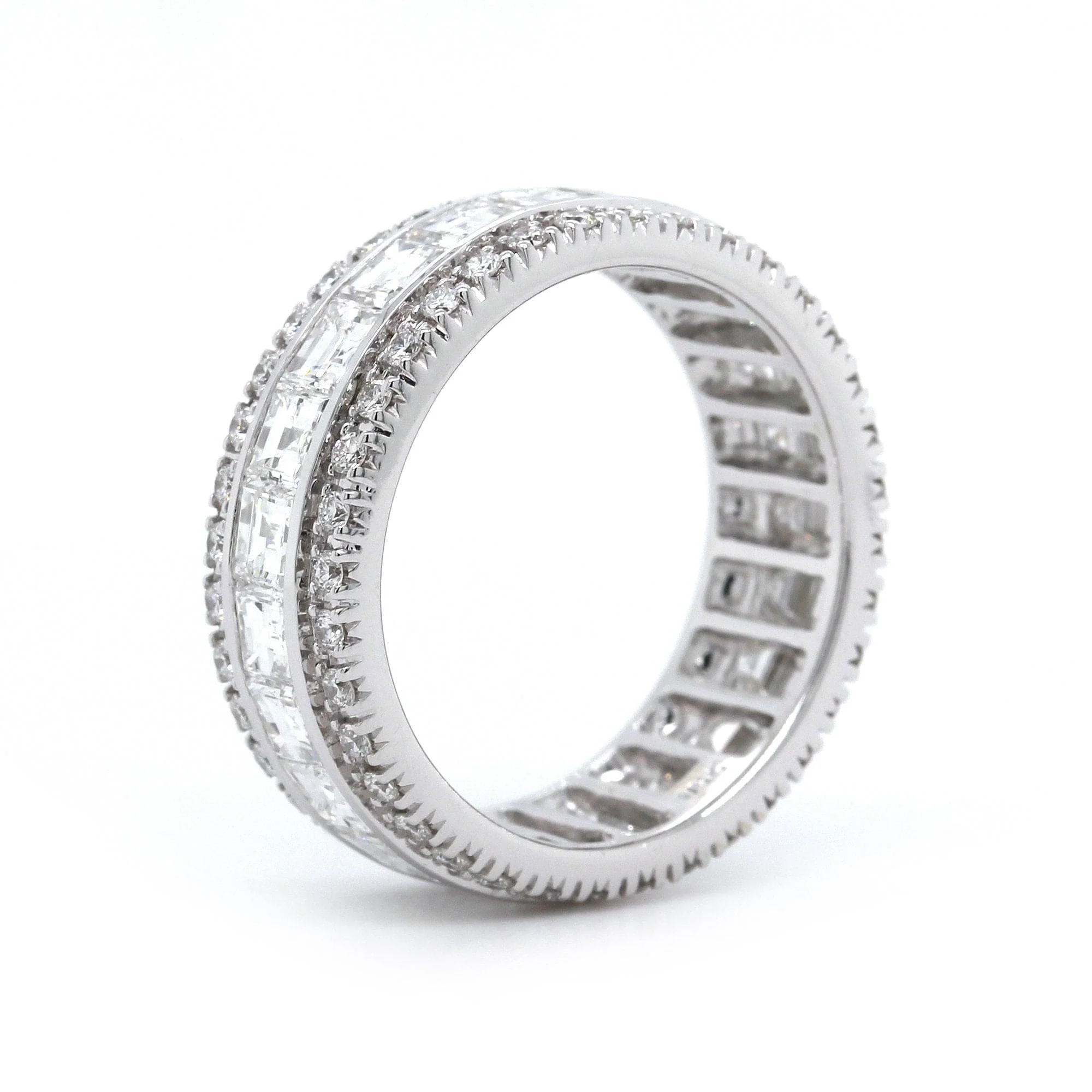 18K White Gold Channel Set Pave Wedding Ring - Image 2