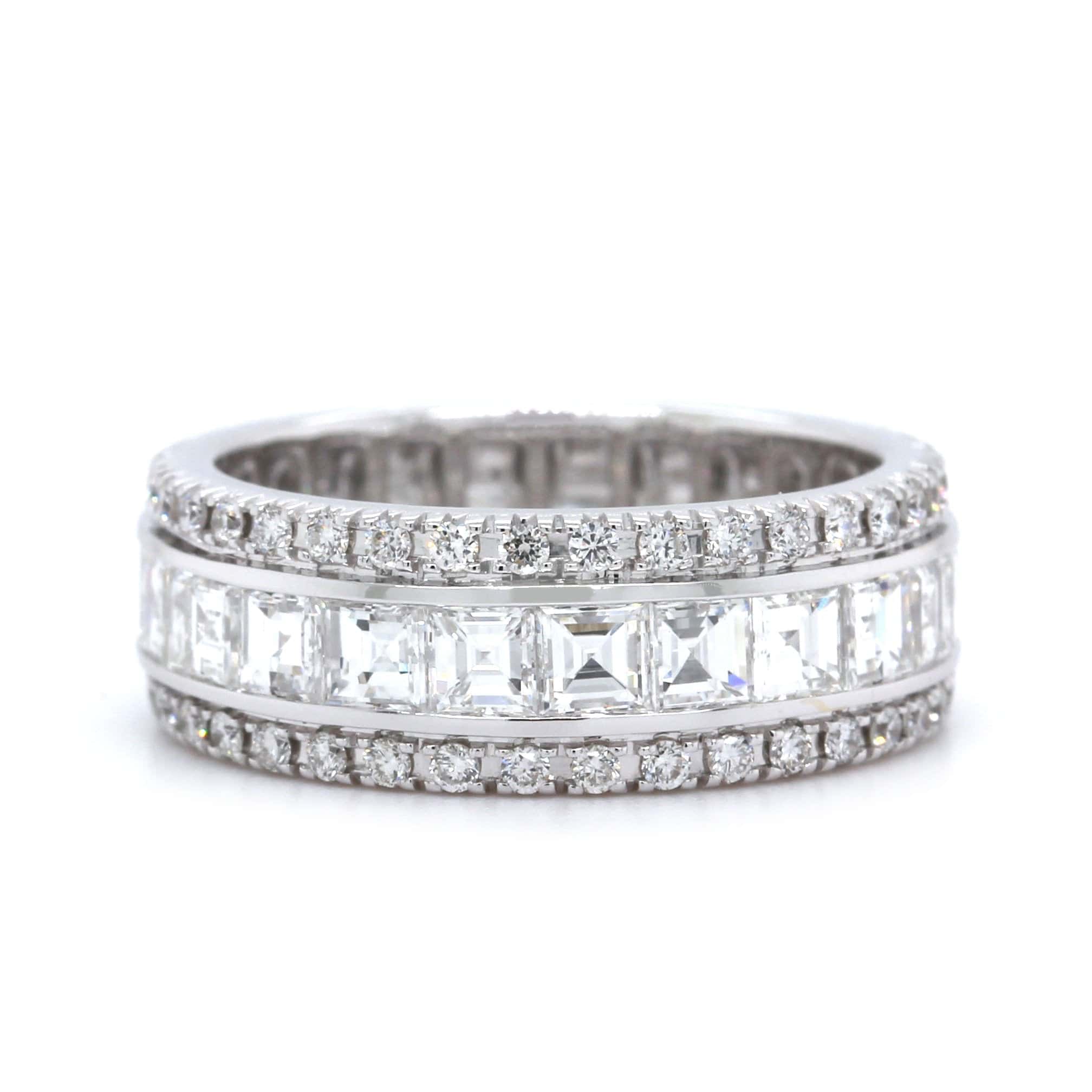 18K White Gold Channel Set Pave Wedding Ring - Image 4
