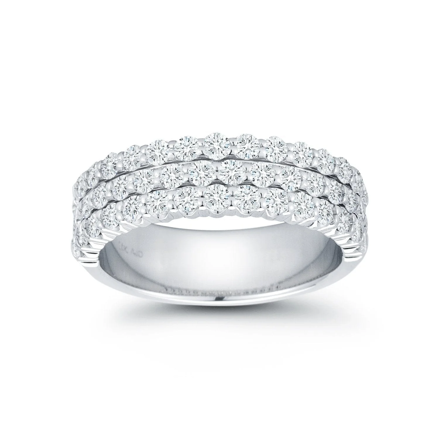 18K White Gold 3 Row Diamond Band - Image 2