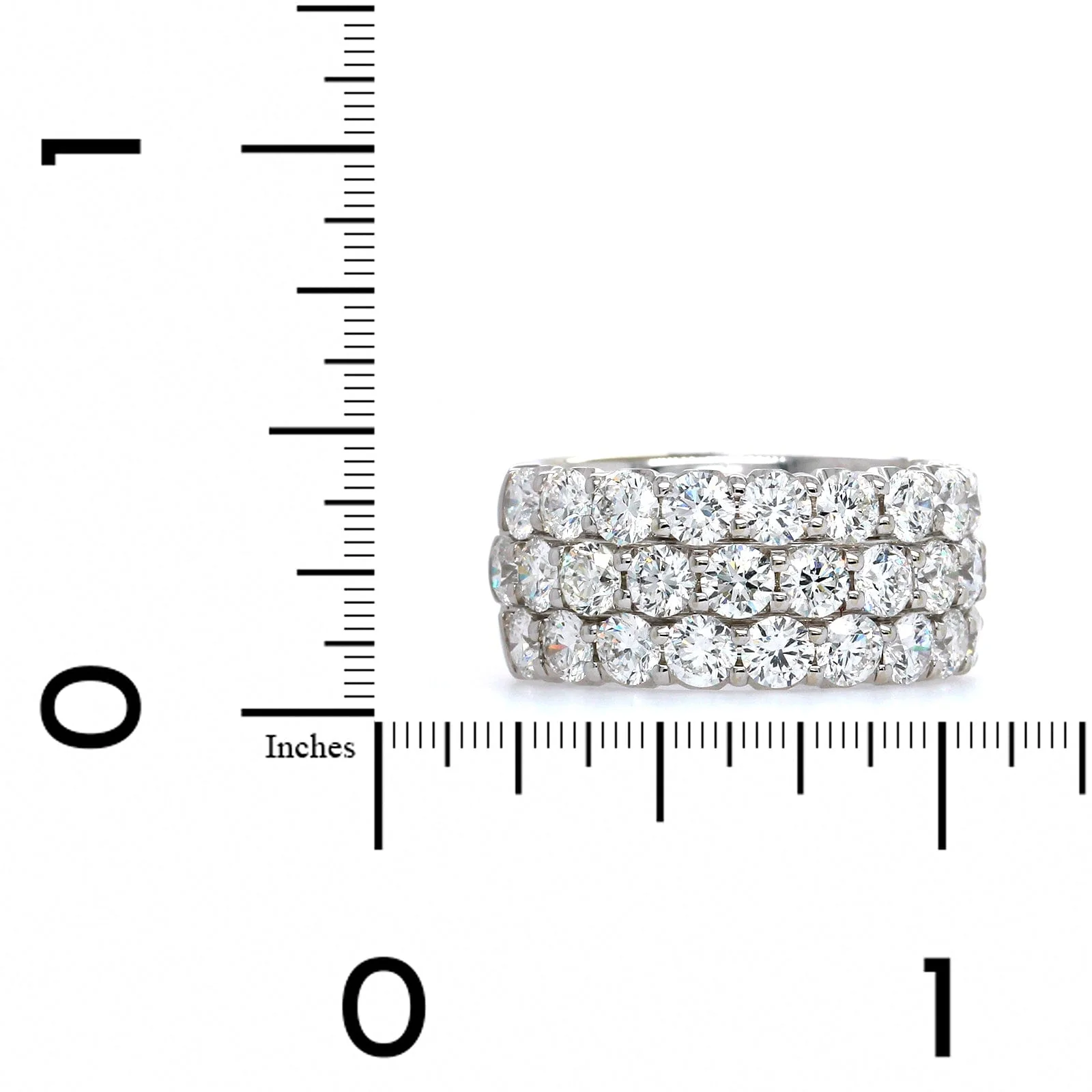 18K White Gold Three-Row Shared Prong Diamond Band - Image 4