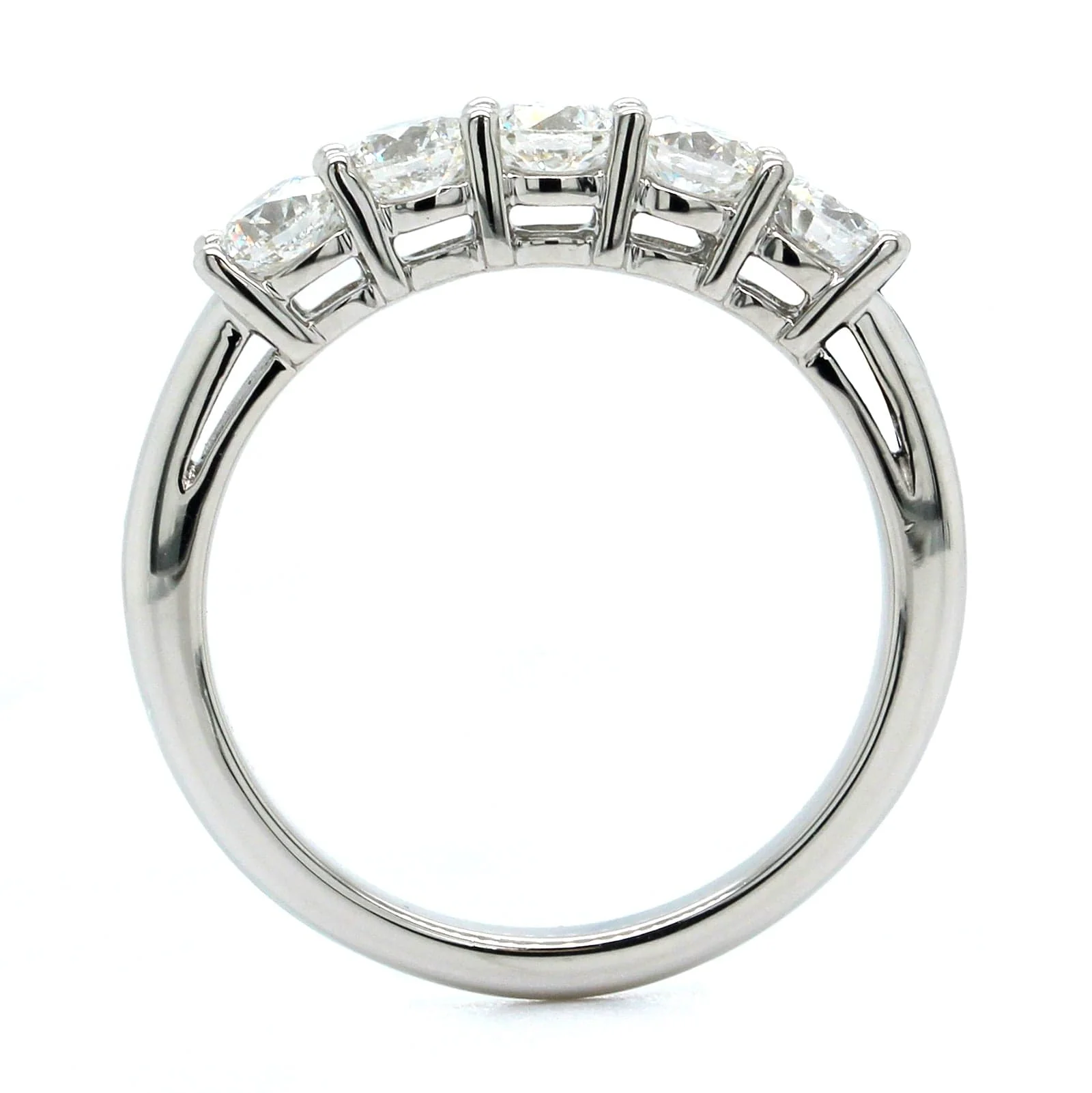 Platinum 5 Stone Diamond Wedding Ring - Image 3