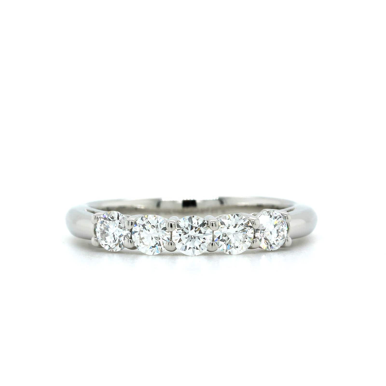 Platinum Five Stone Diamond Wedding Ring - Image 4