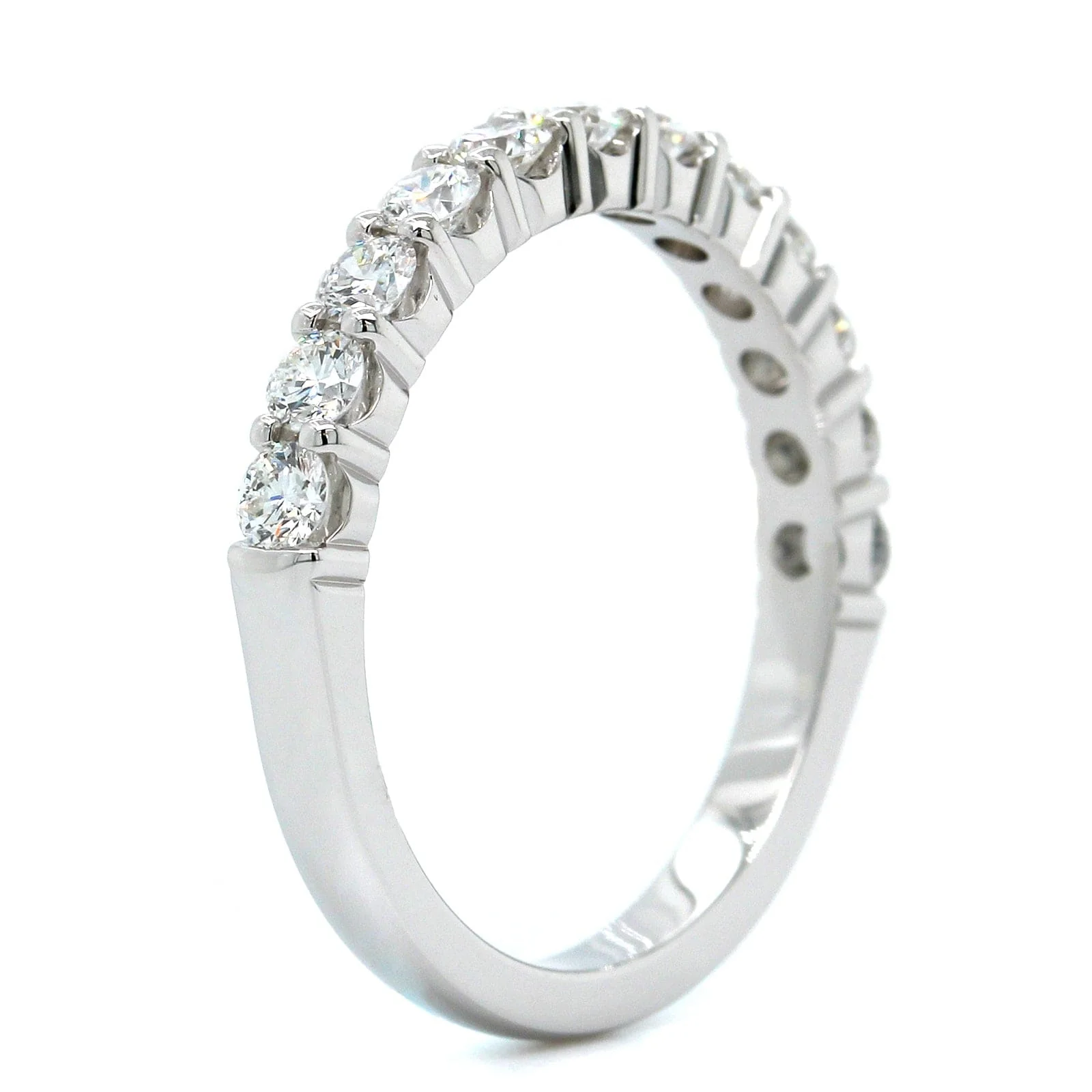 18K White Gold Shared Prong Diamond Band - Image 2