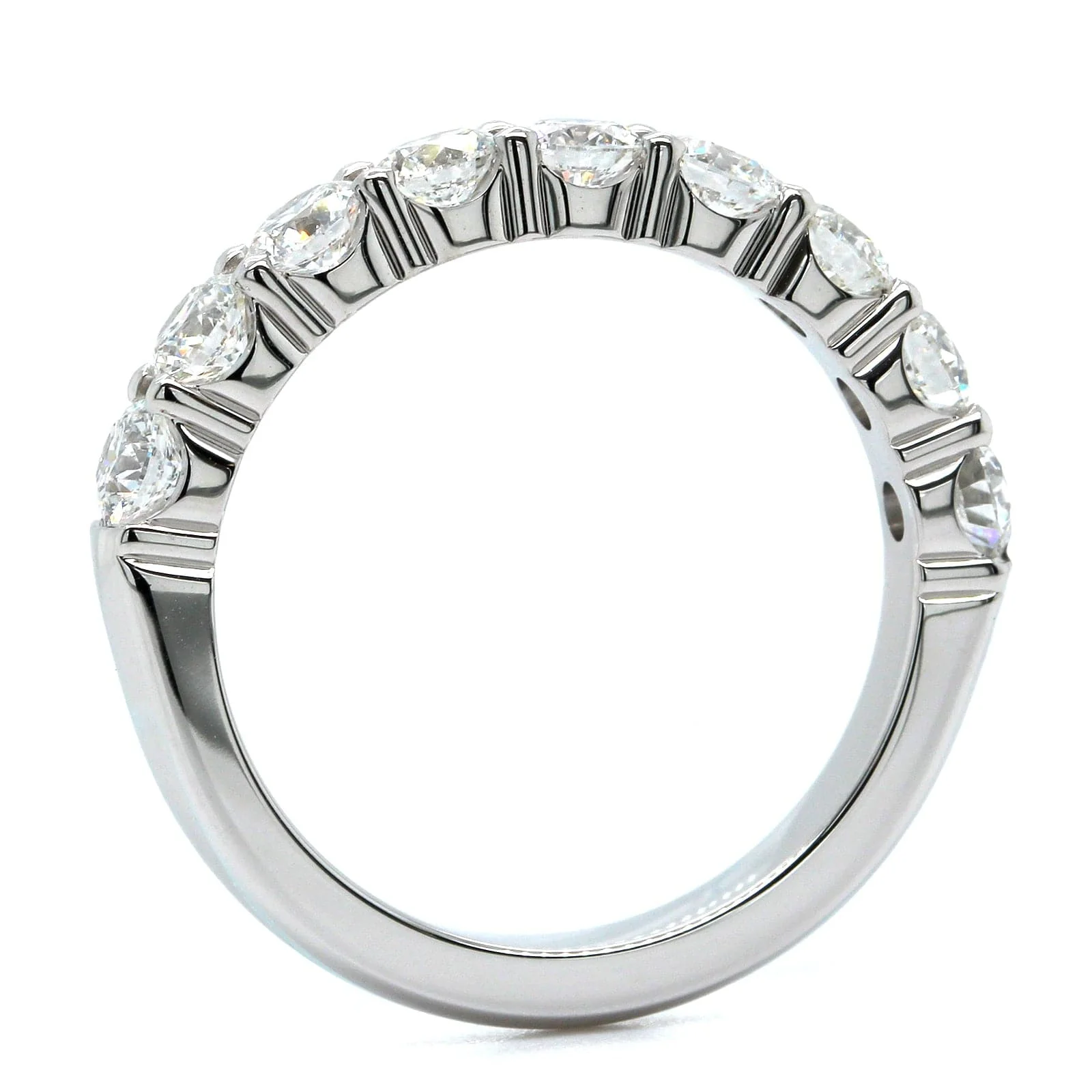 18K White Gold Nine Stone Diamond Wedding Ring - Image 3