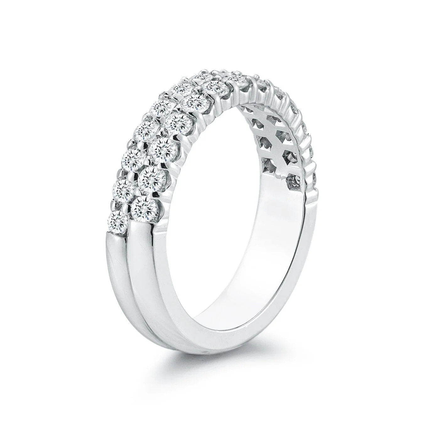 Platinum Two-Row Halfway Diamond Band - Image 3