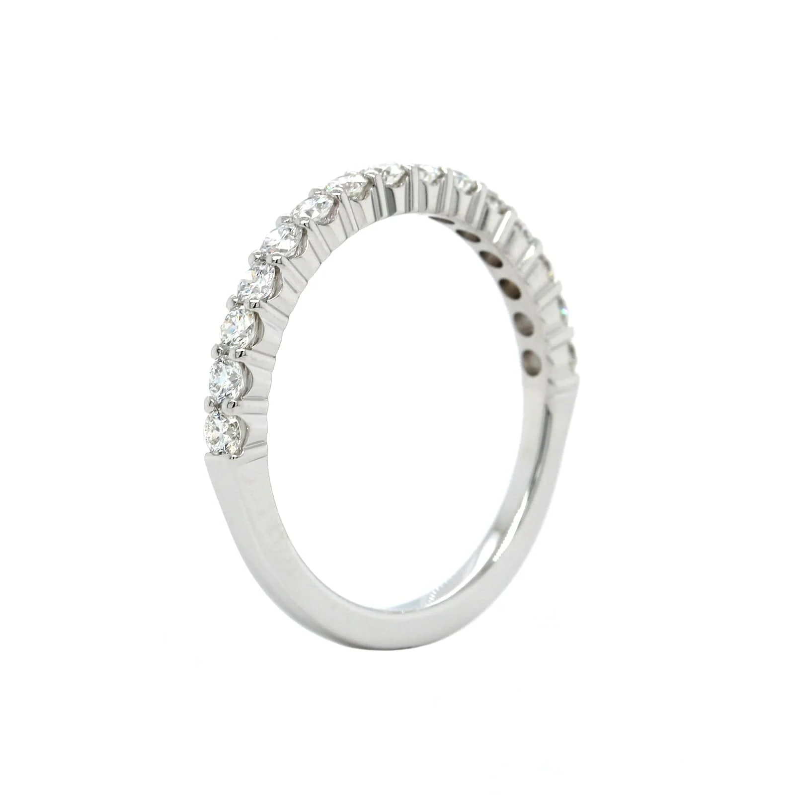 18K White Gold Shared Prong Diamond Band - Image 2