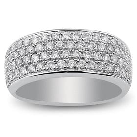 18K White Gold 4 Row Diamond Band