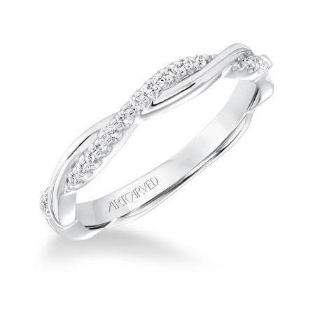 18K White Gold Twist Diamond Band - Image 2