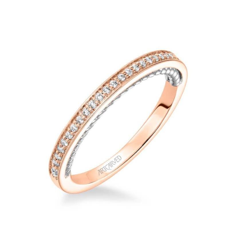 18K Rose Gold Bead Set Diamond Band - Image 2