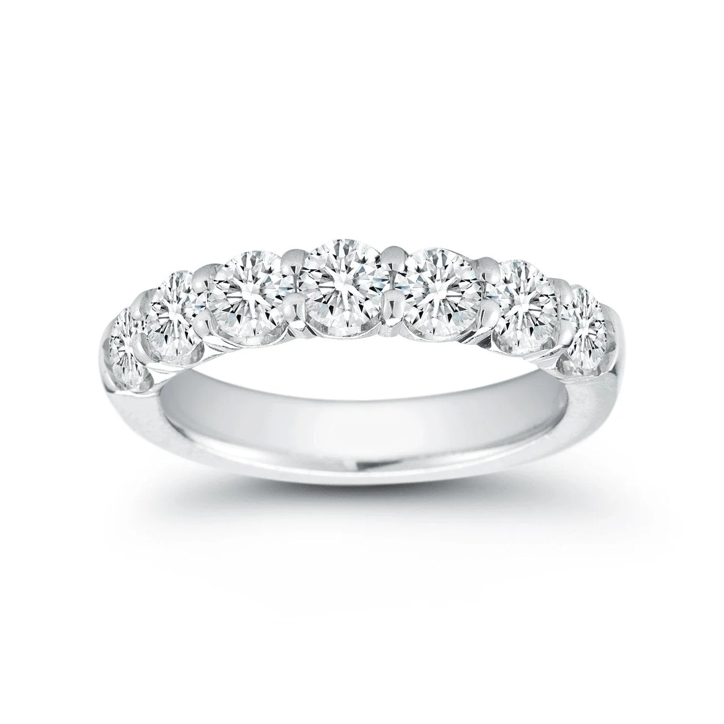 18K White Gold Seven Stone Prong Set Wedding Ring - Image 2