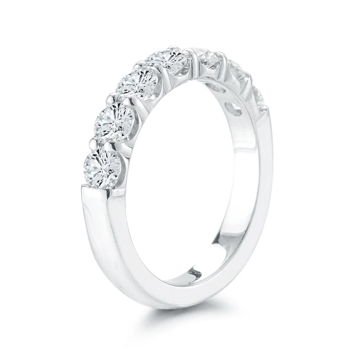 18K White Gold Seven Stone Prong Set Wedding Ring - Image 3