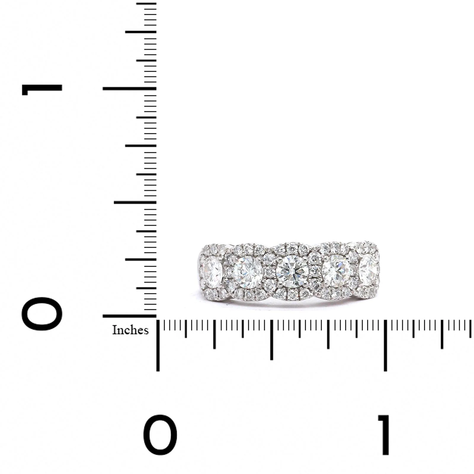 18K White Gold 5 Stone Diamond Halo Band - Image 3
