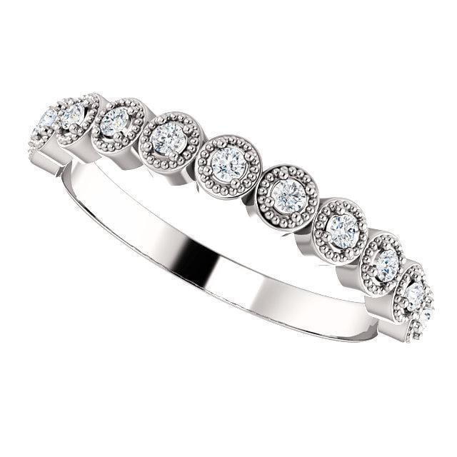 18K White Gold Bezel Milgrain Diamond Band - Image 2