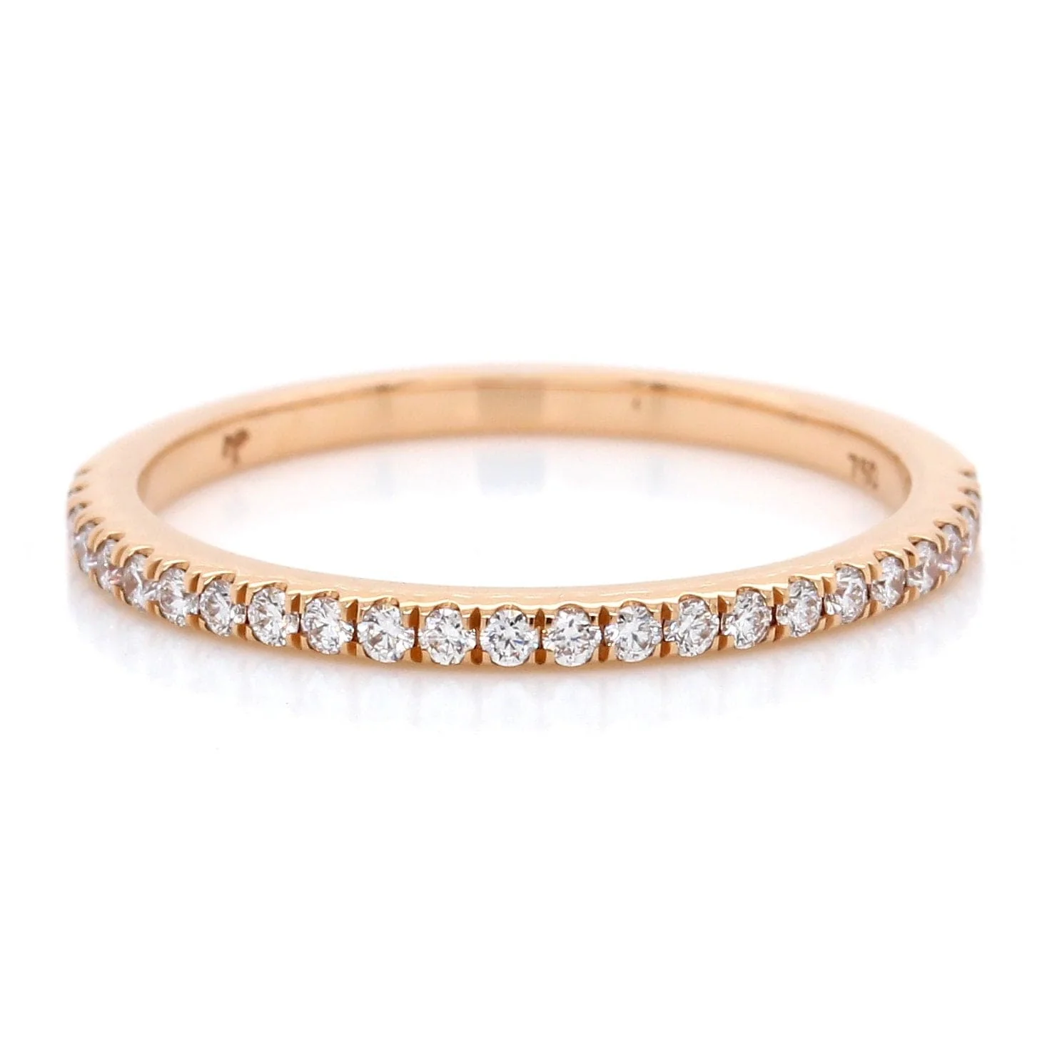 18K Rose Gold Micro Pave Diamond Wedding Band - Image 2