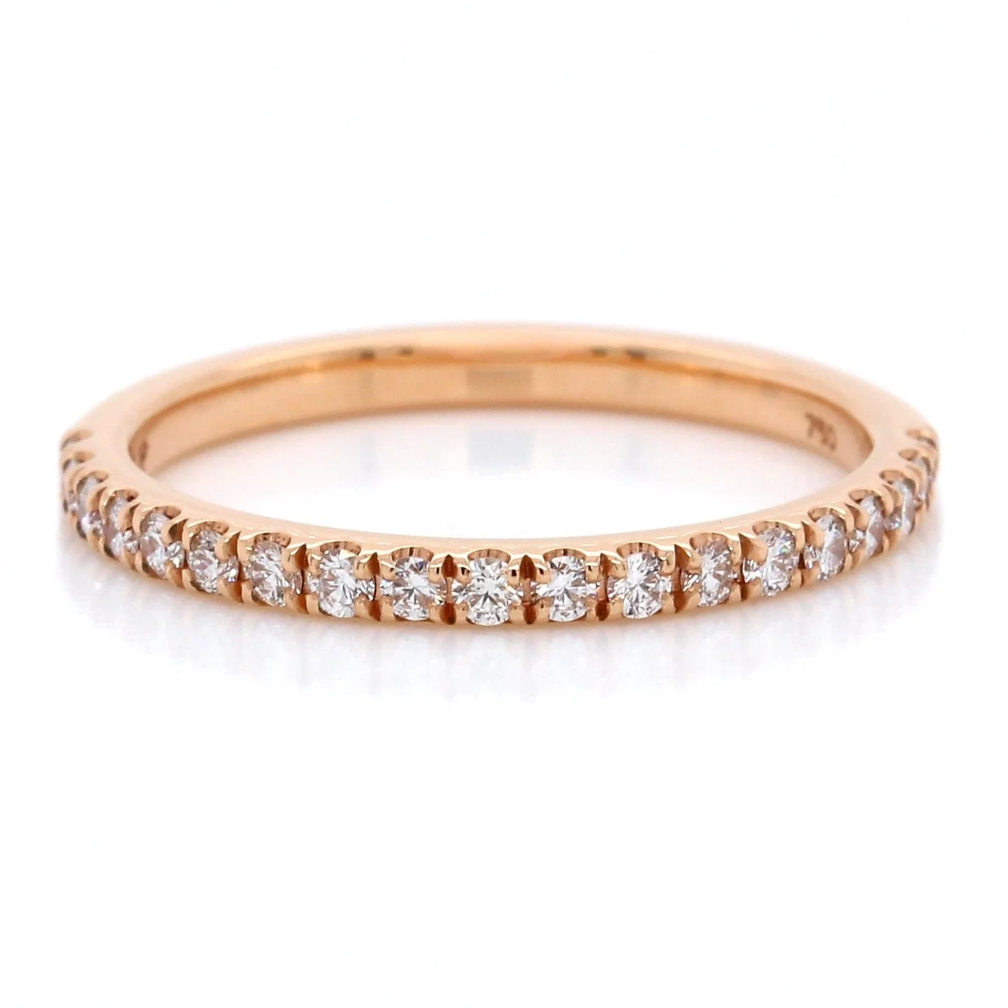 18K Rose Gold Shared Prong Diamond Wedding Band - Image 2