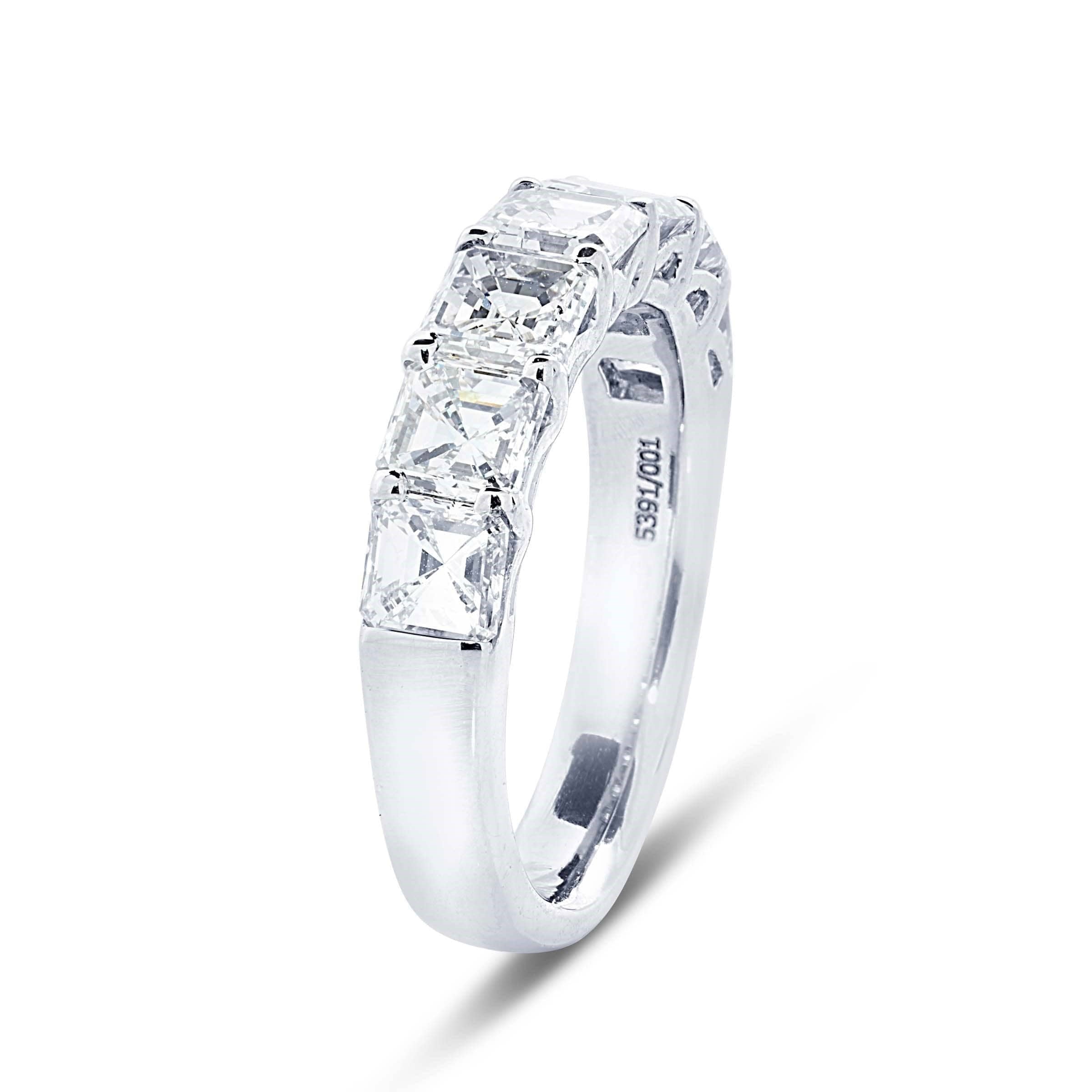 Platinum Square Emerald Cut Diamond Band - Image 2