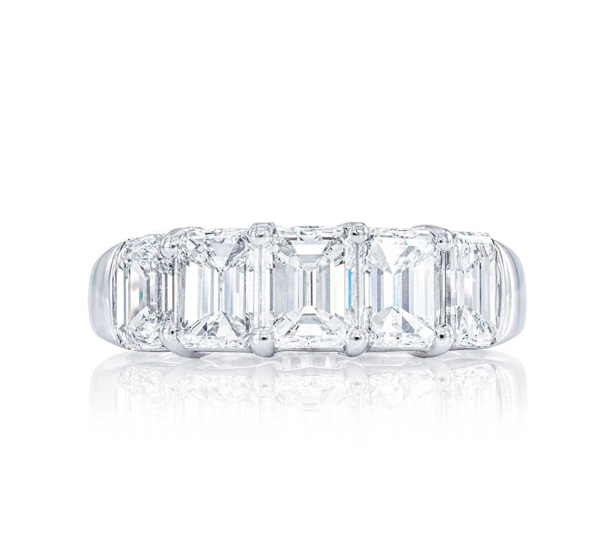 Platinum Emerald Cut Diamond Band