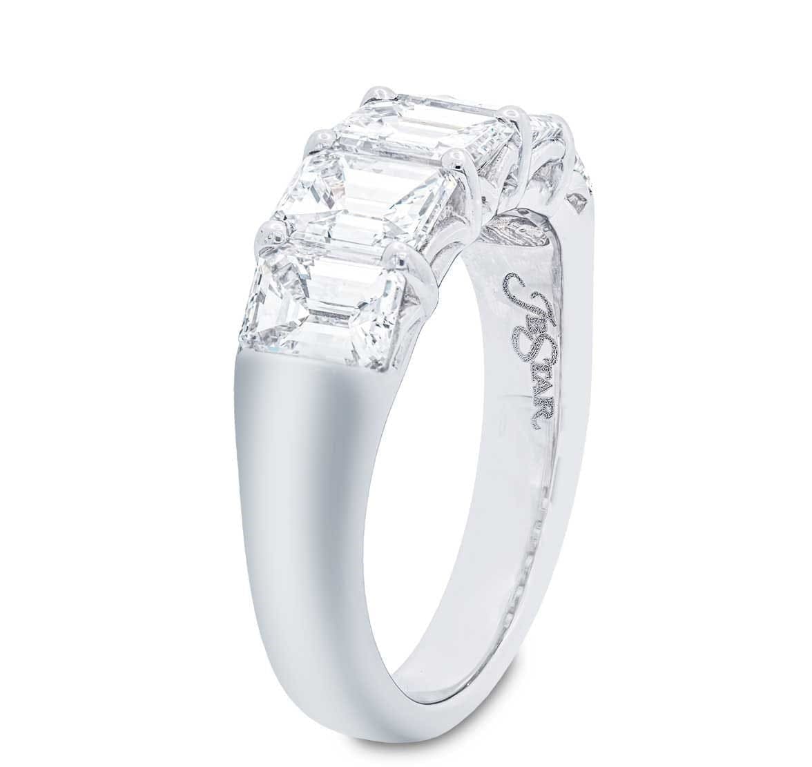 Platinum Emerald Cut Diamond Band - Image 2
