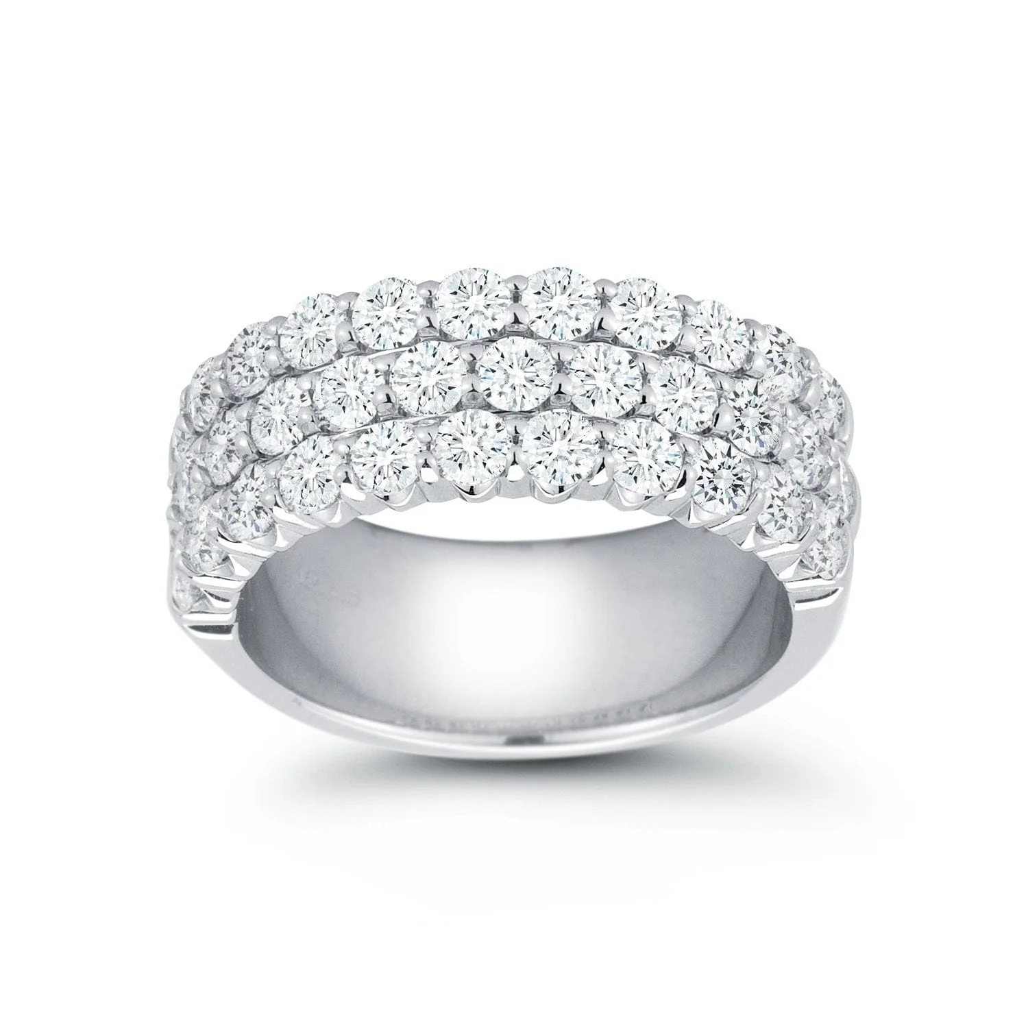 18K White Gold 3 Row Diamond Band - Image 2