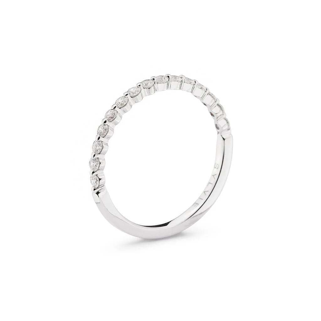 18K White Gold Shared Prong Diamond Band - Image 2