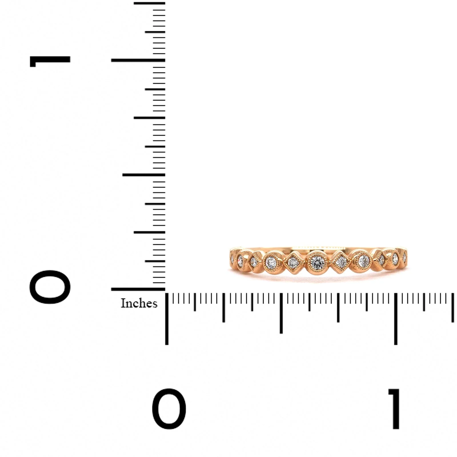 18K Rose Gold Alternate Shape Milgrain Wedding Band - Image 3