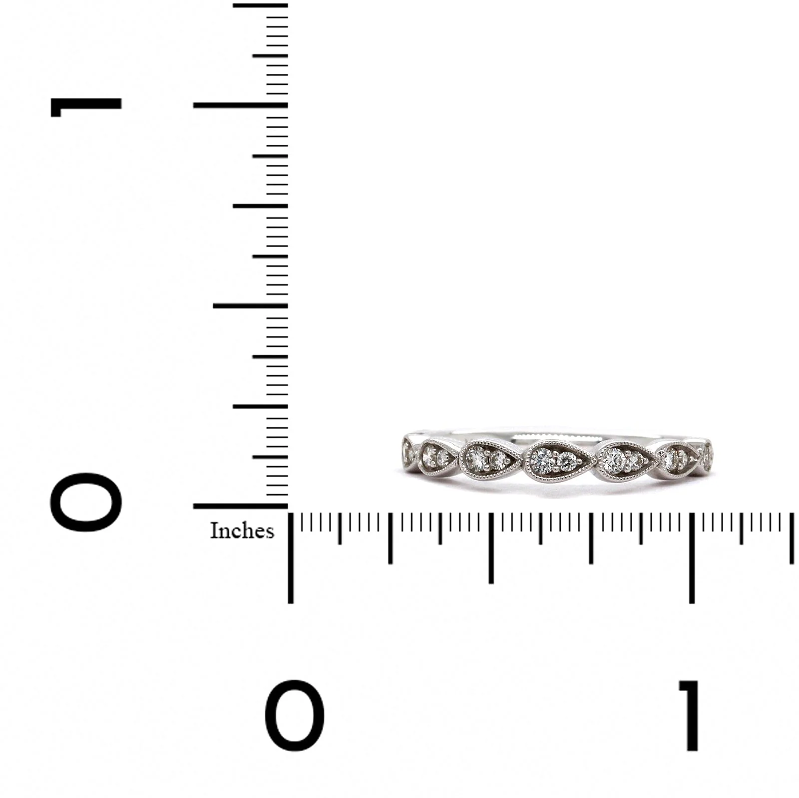 18K White Gold Teardrop Shaped Wedding Band - Image 3