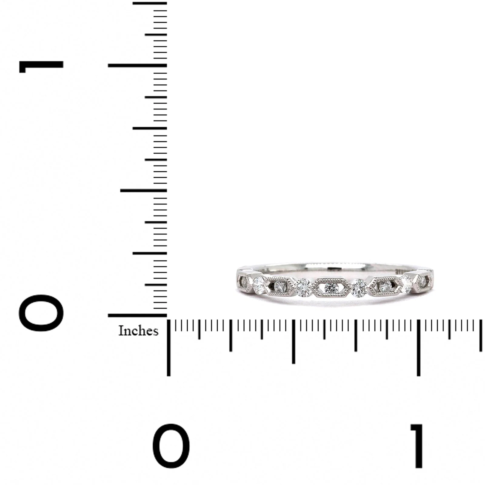 Platinum Alternating Shape Milgrain Wedding Band - Image 3
