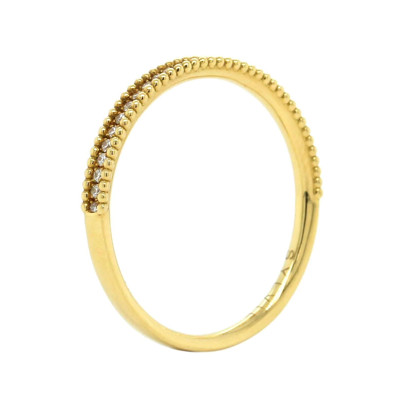 18K Yellow Gold Round Beaded Edge Wedding Band - Image 2