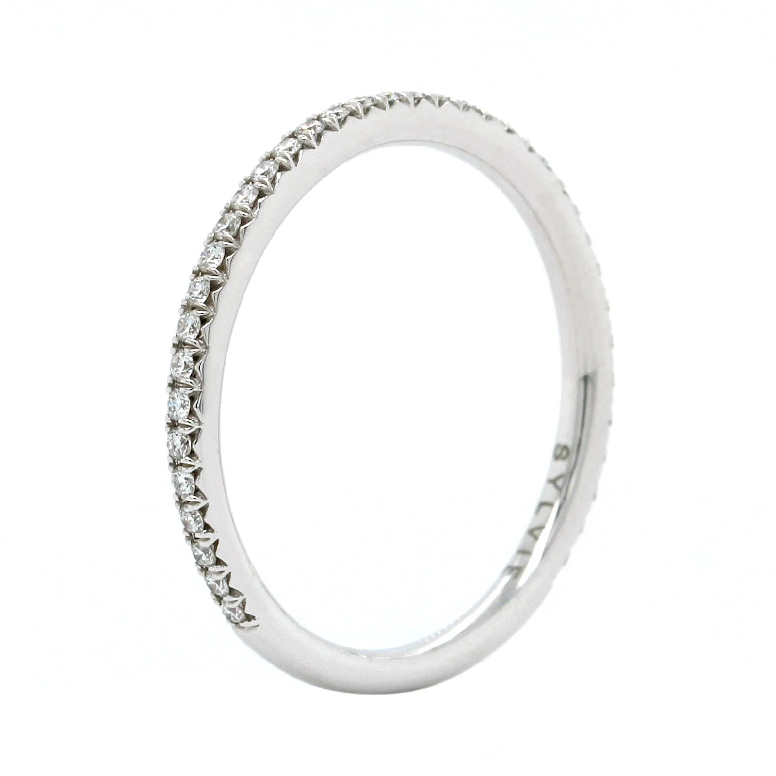18K White Gold Prong Set Wedding Band - Image 2