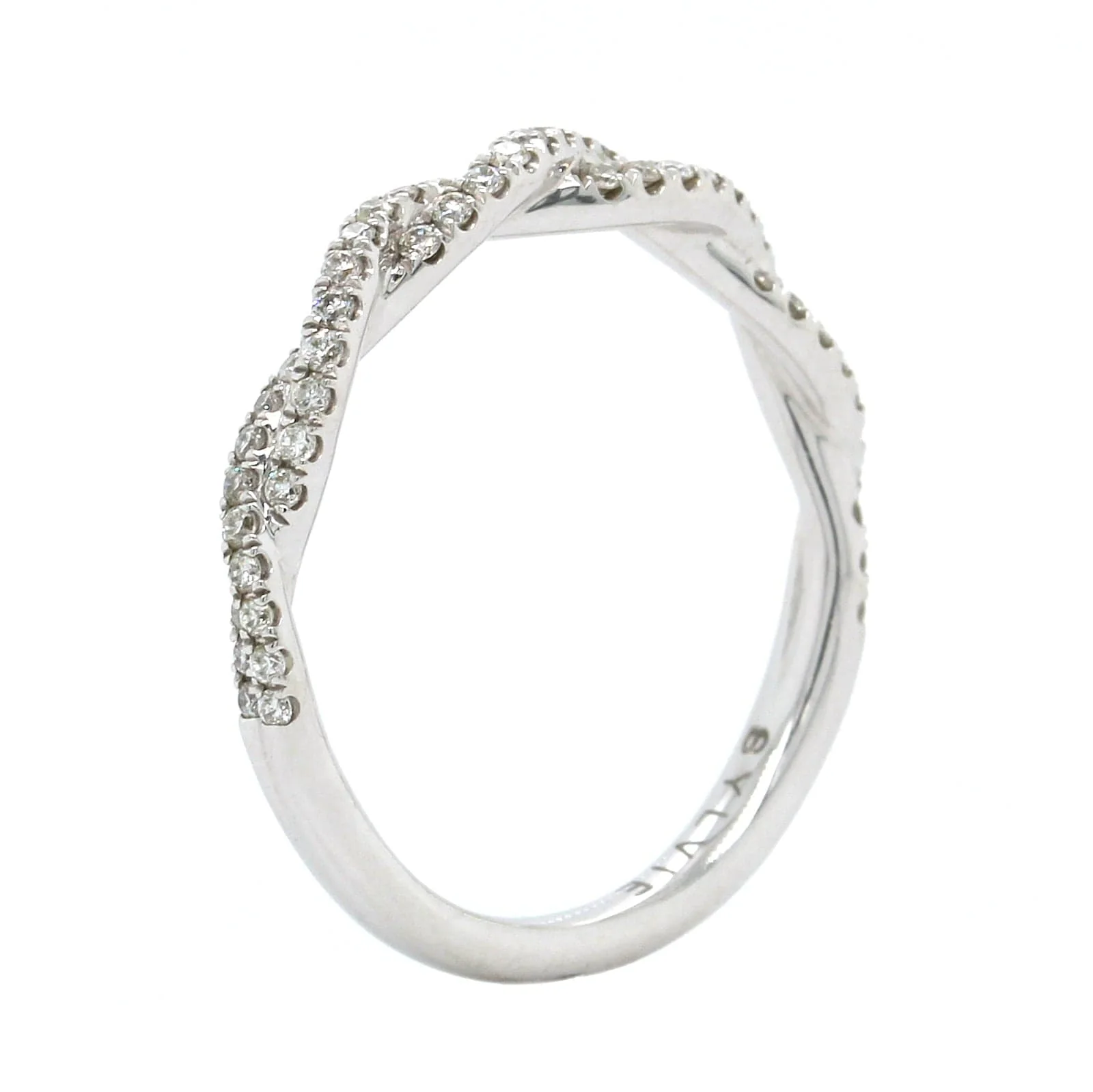 18K White Gold Diamond Twist Wedding Ring - Image 2