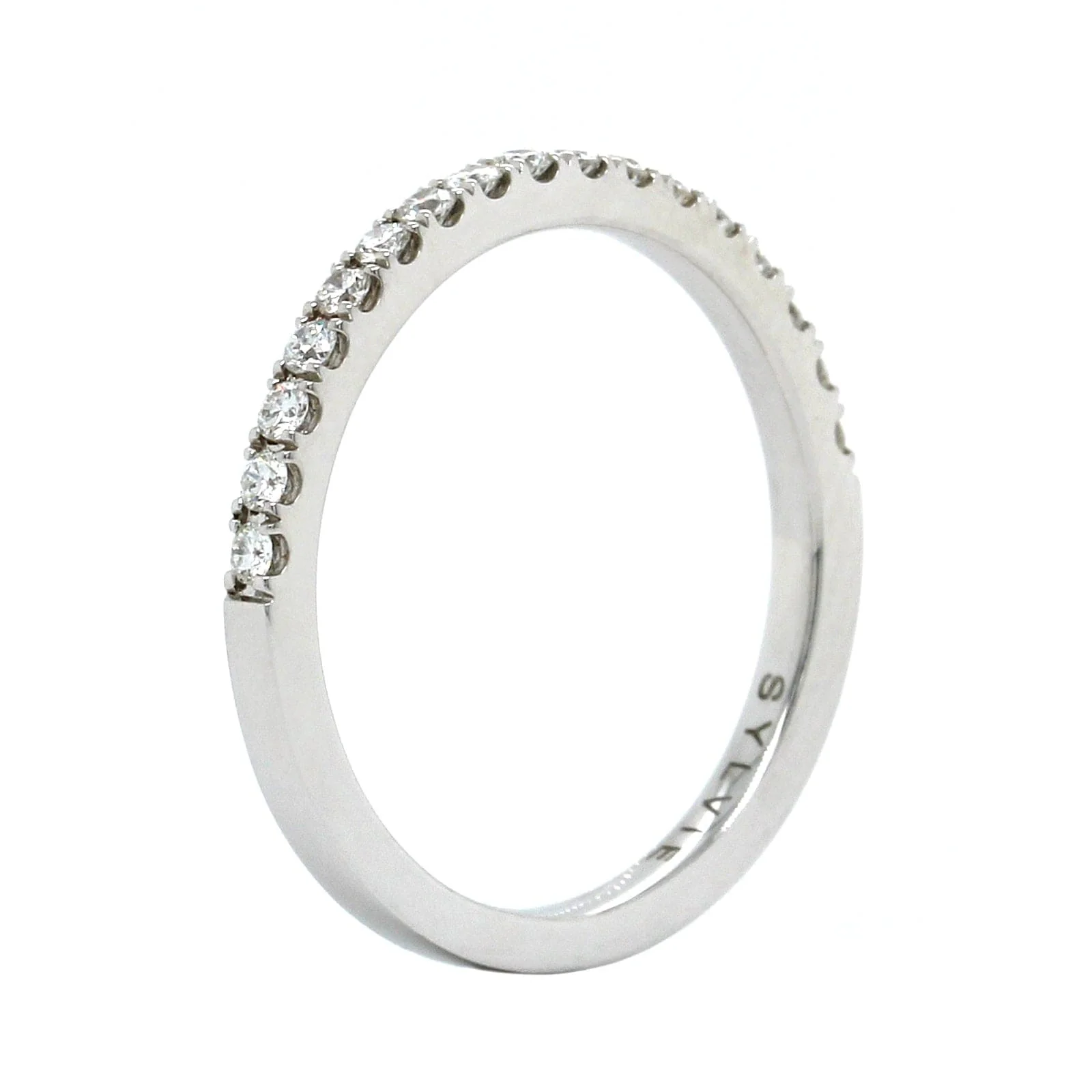 18K White Gold Prong Set Wedding Band - Image 2