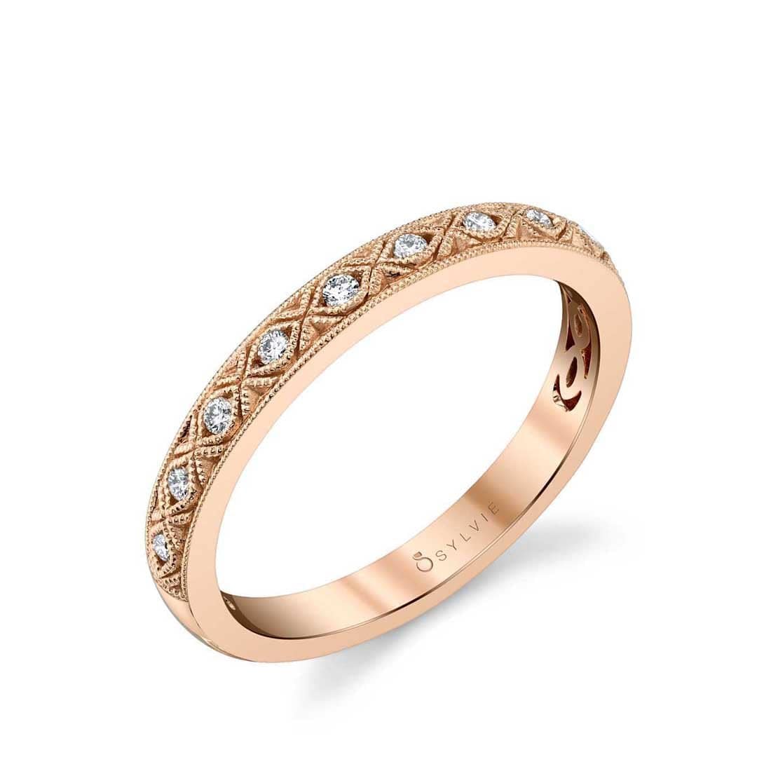 18K Rose Gold Vintage Inspired Milgrain Wedding Band