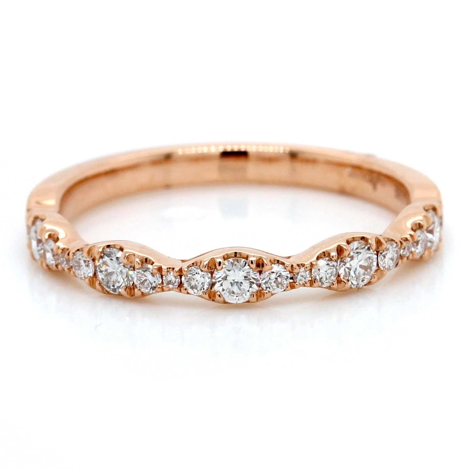 18K Rose Gold Prong Set Diamond Band